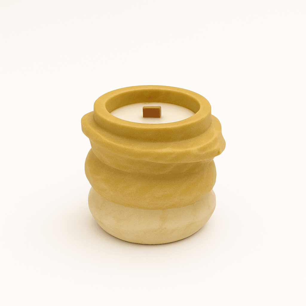 Spiral Saksı Mum-Sarı/Beyaz image