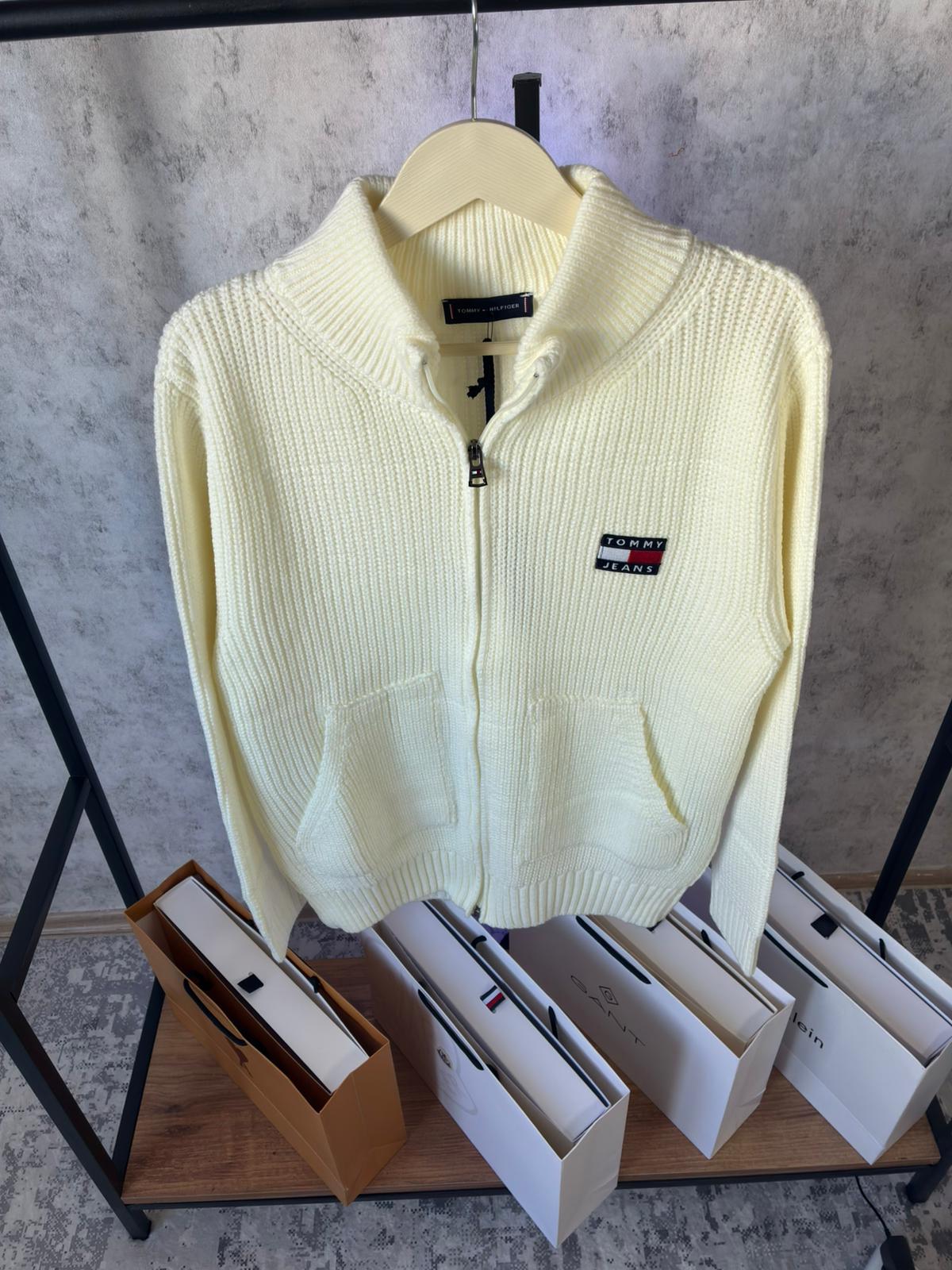 Tommy Jeans (İthal)%100 Pamuklu Tam Fermuarlı Triko 