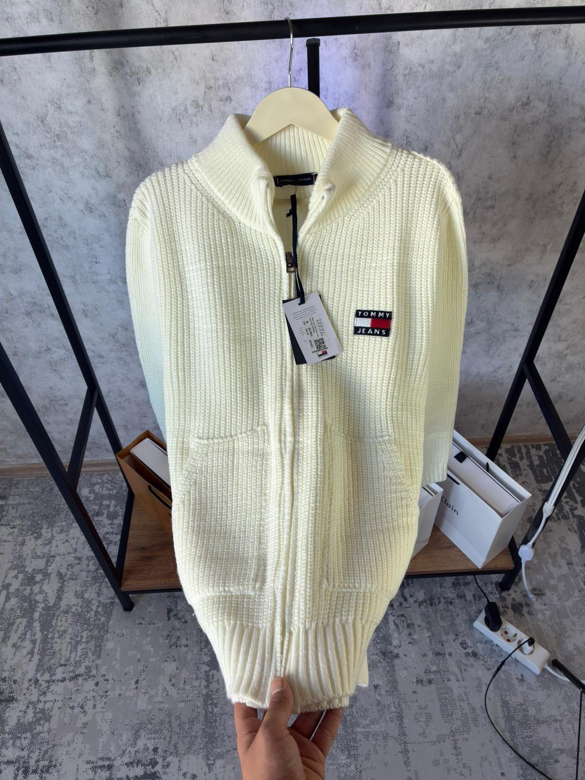 Tommy Jeans (İthal)%100 Pamuklu Tam Fermuarlı Triko 