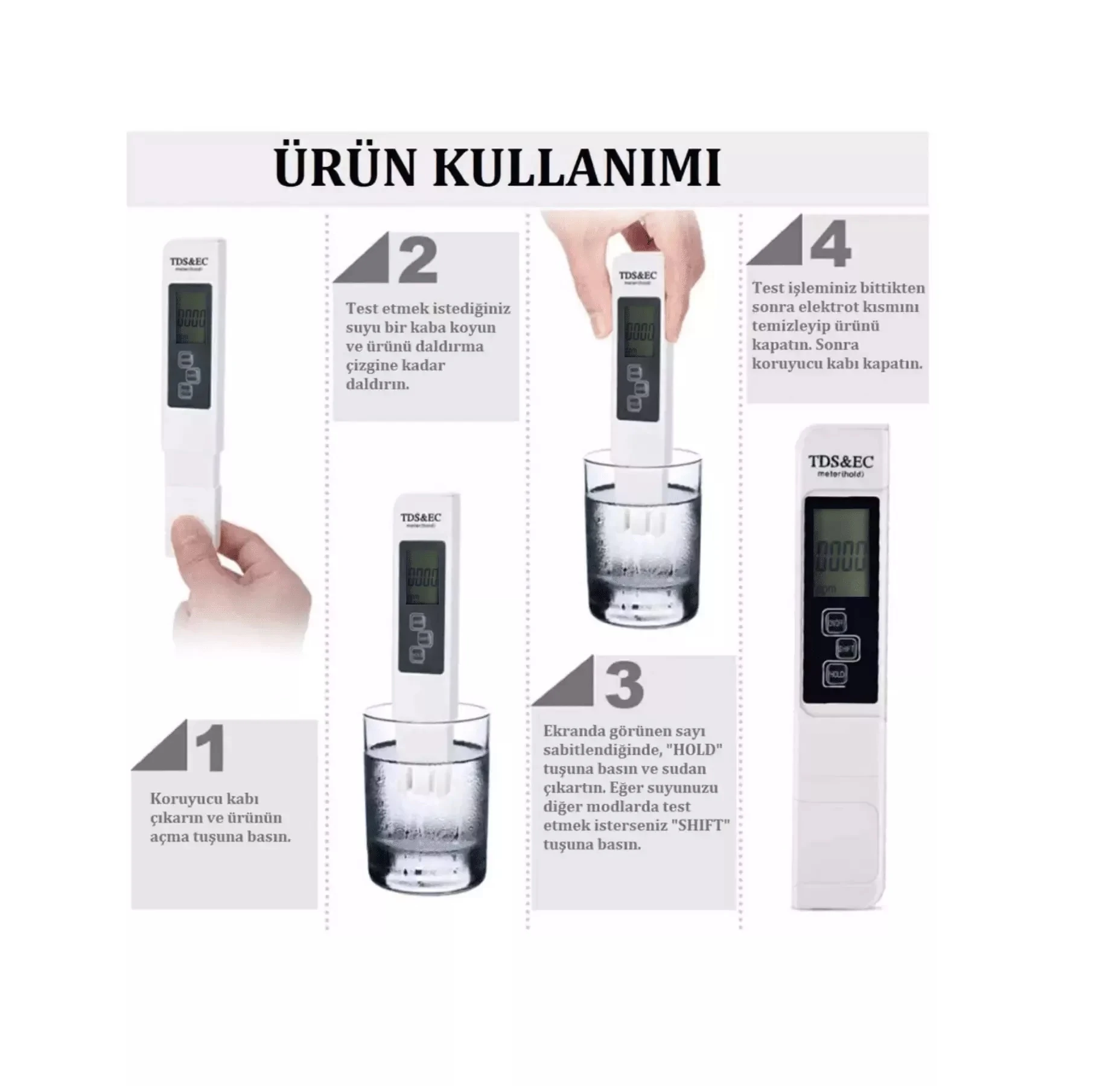 Multifonksiyonel Tds İletkenlik Ölçer Ec Metre