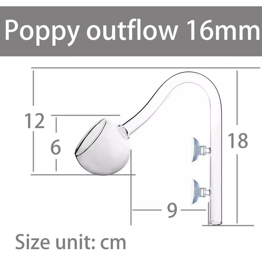 AQUAPRO Poppy Glass Pipe 16mm Dış Filtre Cam Emiş Basış