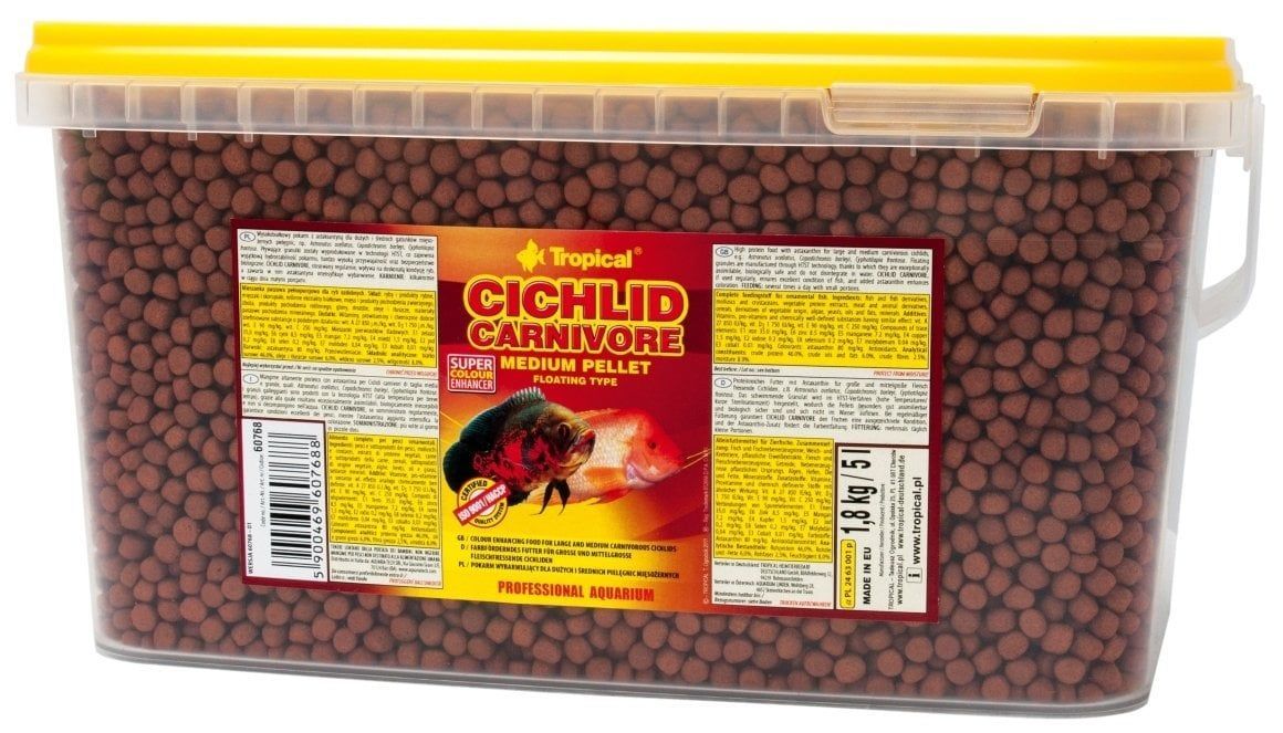 TROPICAL Cichlid Carnivore Medium Pellet Granül Yemi 100 GR