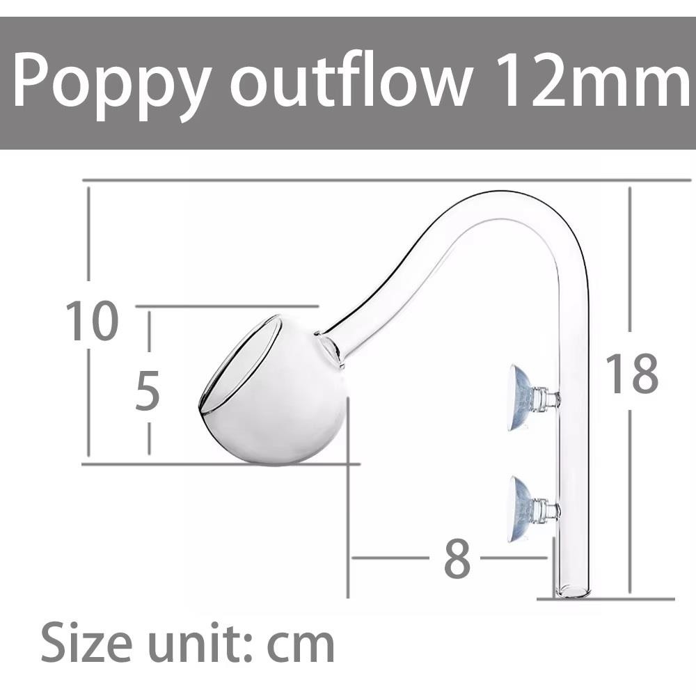 AQUAPRO Poppy Glass Pipe 12mm Dış Filtre Cam Emiş Basış