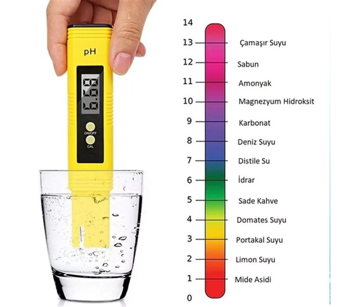 Dijital Ph Metre Akvaryum Ph Ölçer Kalibrasyonlu