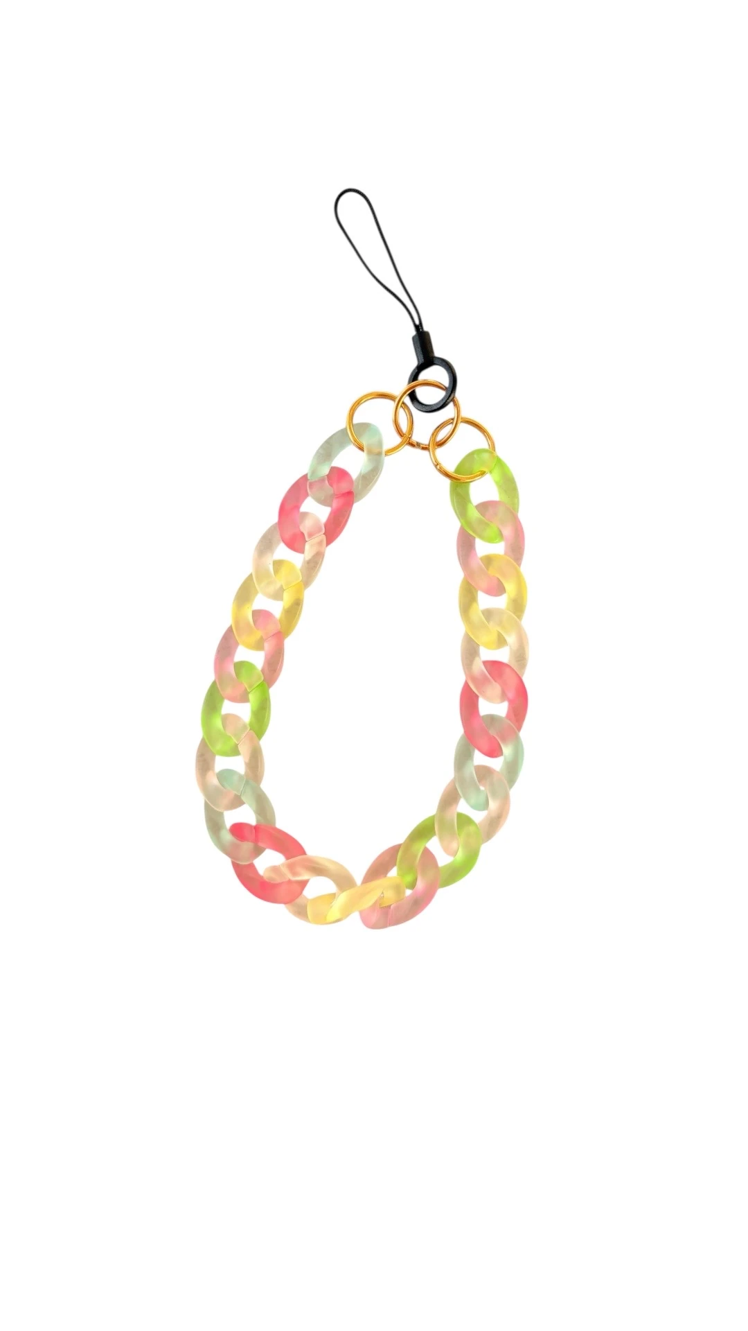 Gökkuşağı Pastel Renkli Akrilik Zincir Telefon Bilek Askısı / El Kayışı