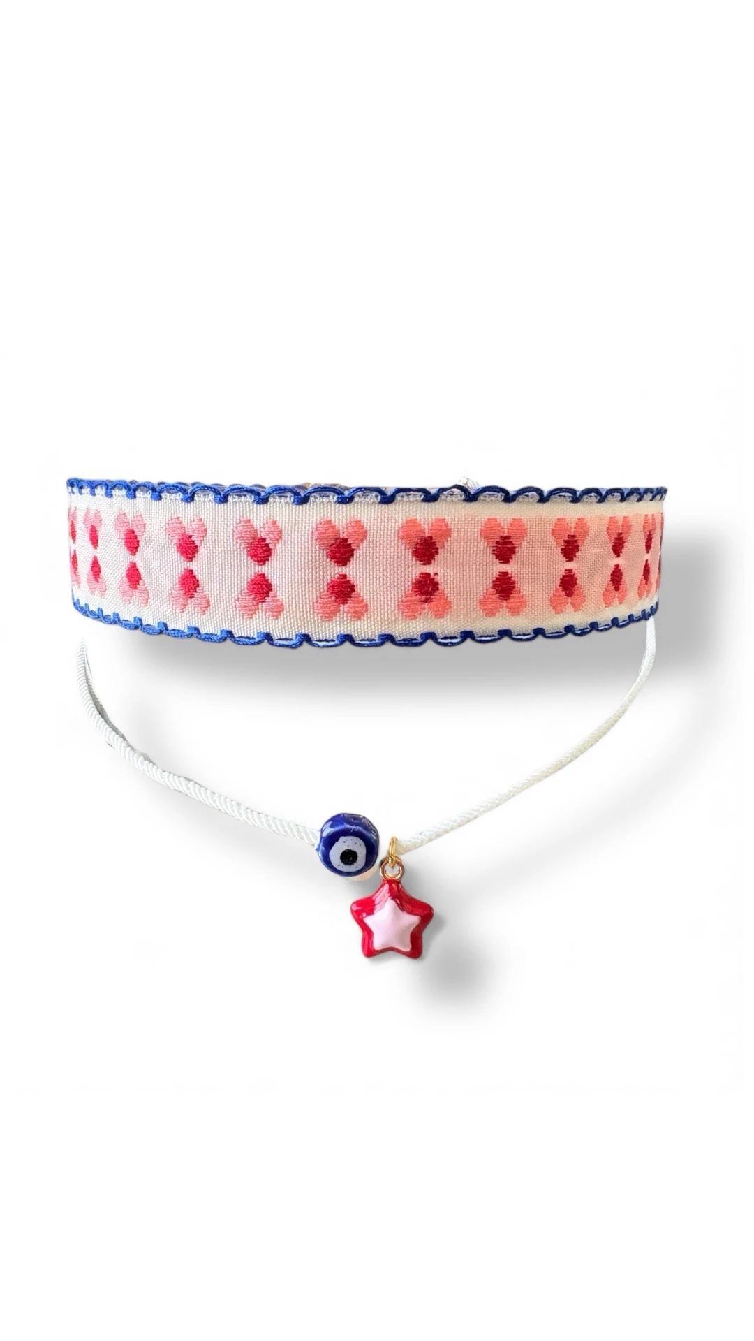 El Yapımı Kalpli Choker Kolye | Nazar Boncuklu Özel Tasarım