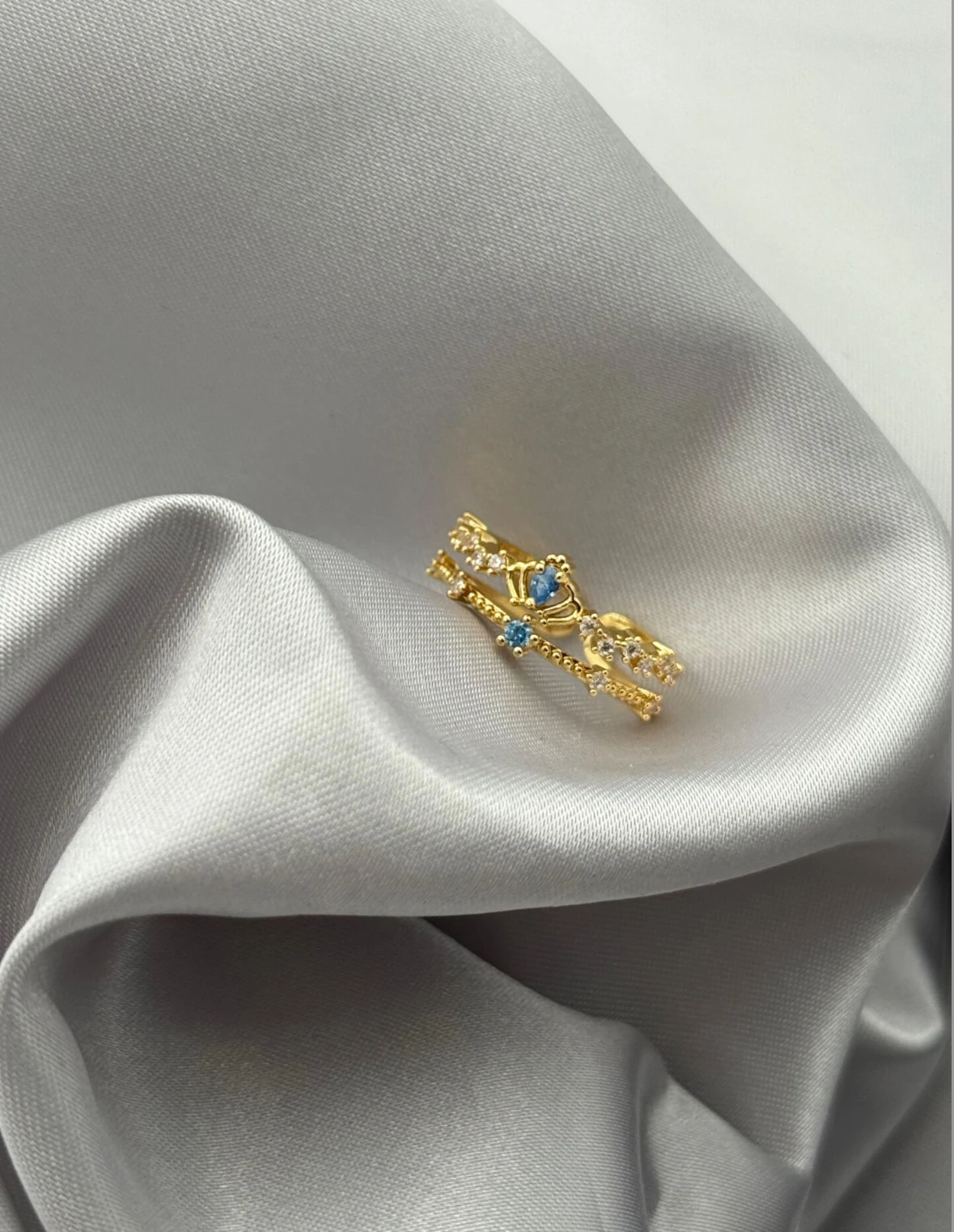 Altın Kaplama Taşlı Prenses Taç Yüzük-Ayarlanabilir