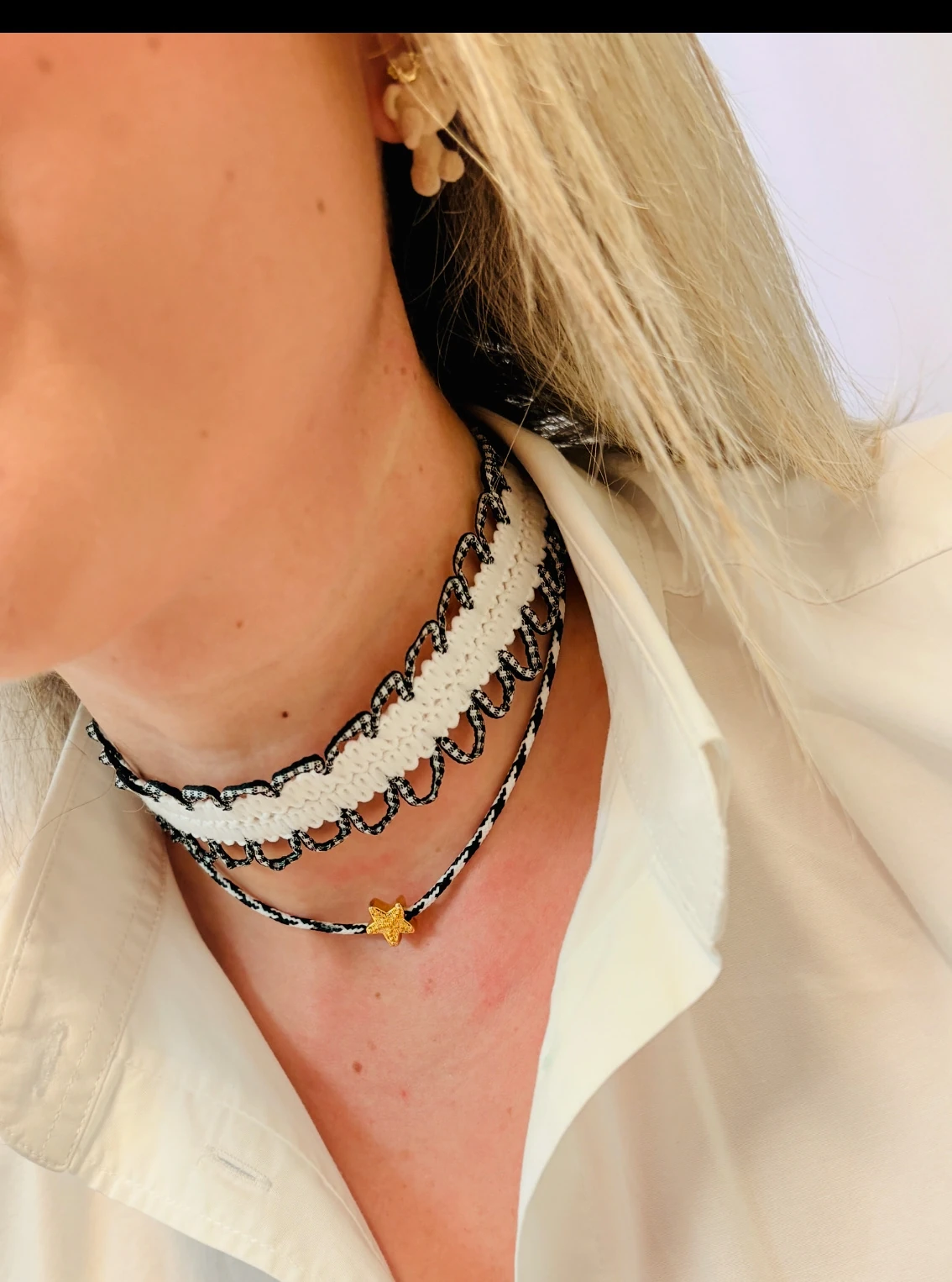 El Yapımı Çilek Desenli Choker Kolye | Renkli Aksesuar