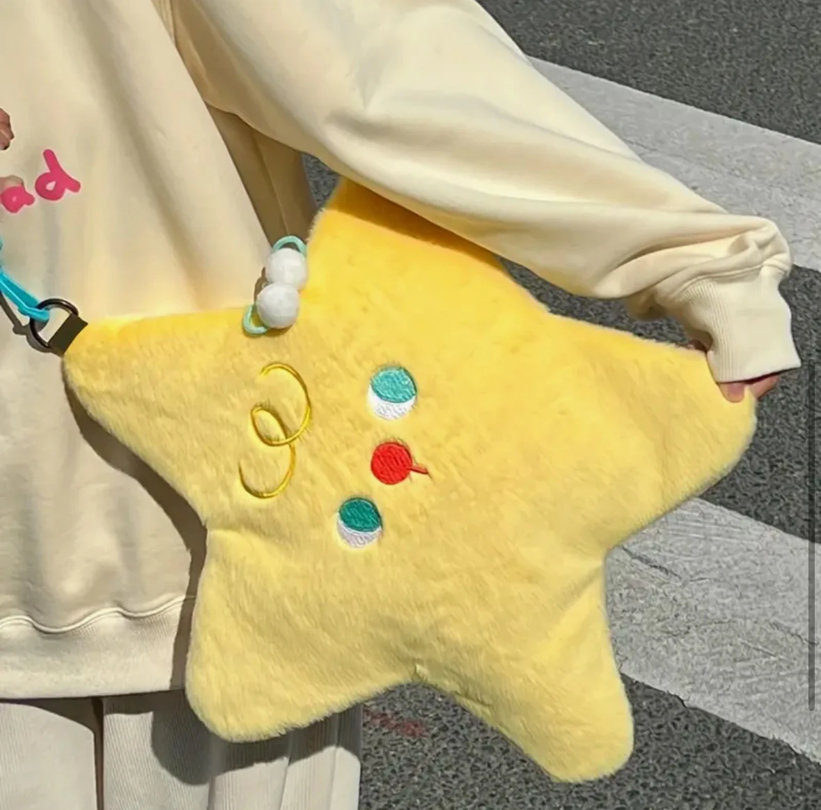 Peluş Yıldız Çanta | Sarı Sevimli Çapraz ve Omuz Çantası