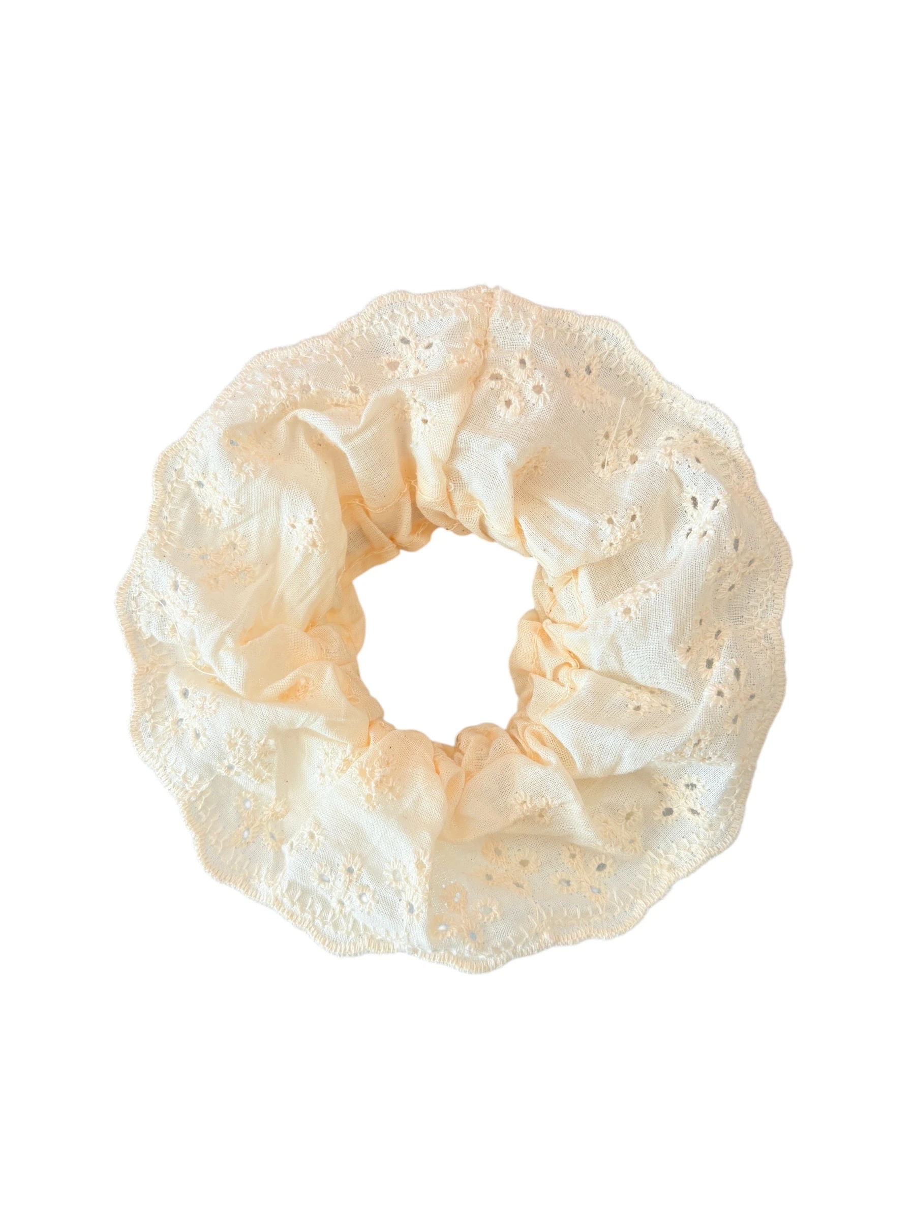 Büyük Boy Fisto Fırfırlı Saç Tokası-Krem