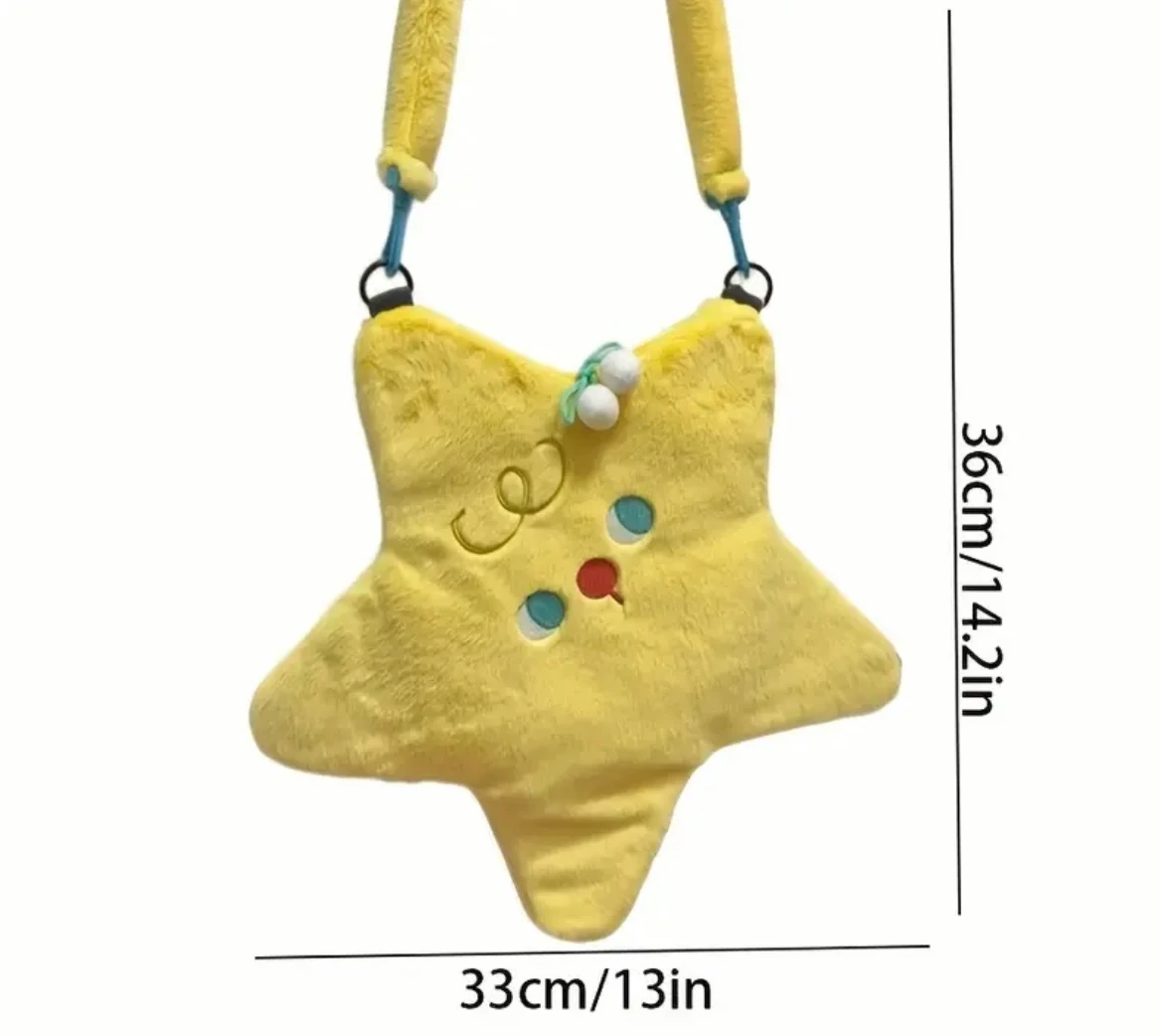 Peluş Yıldız Çanta | Sarı Sevimli Çapraz ve Omuz Çantası