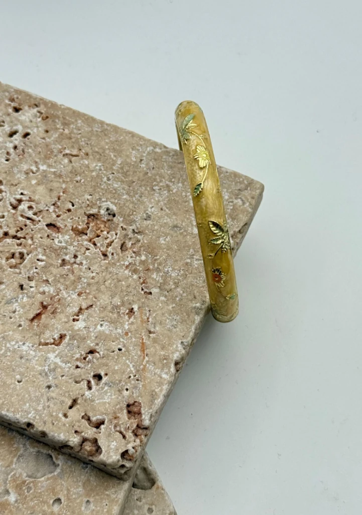 Kelepçe Yaprak/Çiçek Desenli Mine Bilezik