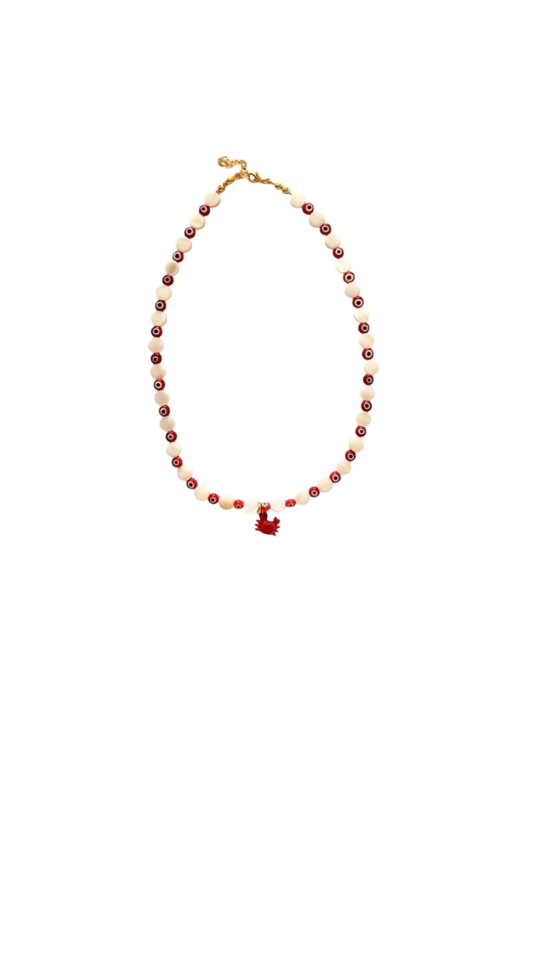 Nazar Boncuklu Kırmızı Yengeç Detaylı Kolye