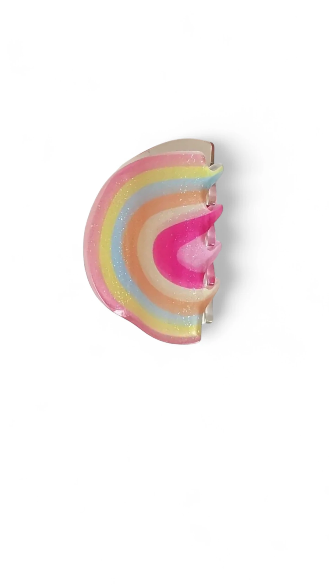Gökkuşağı Simli Büyük Mandal Toka - Akrilik Pastel Renk Saç Klipsi