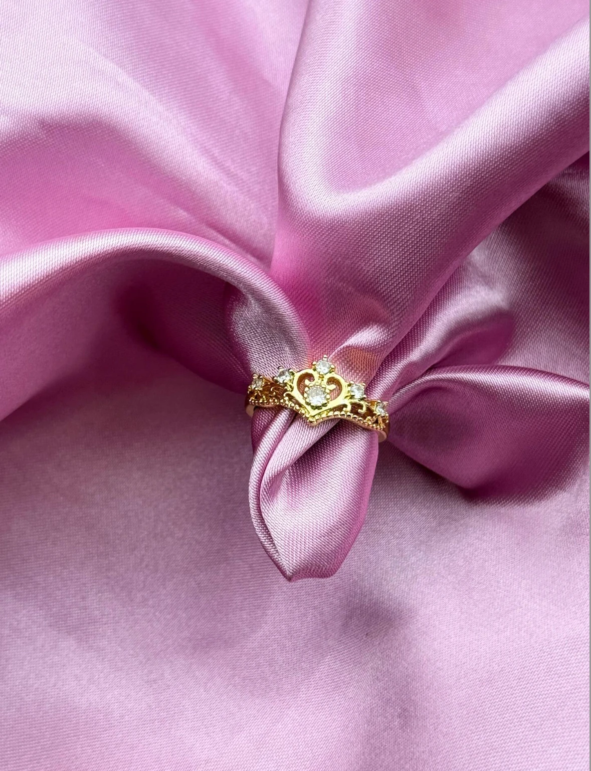 Altın Kaplama Taşlı Prenses Taç Yüzük-Ayarlanabilir