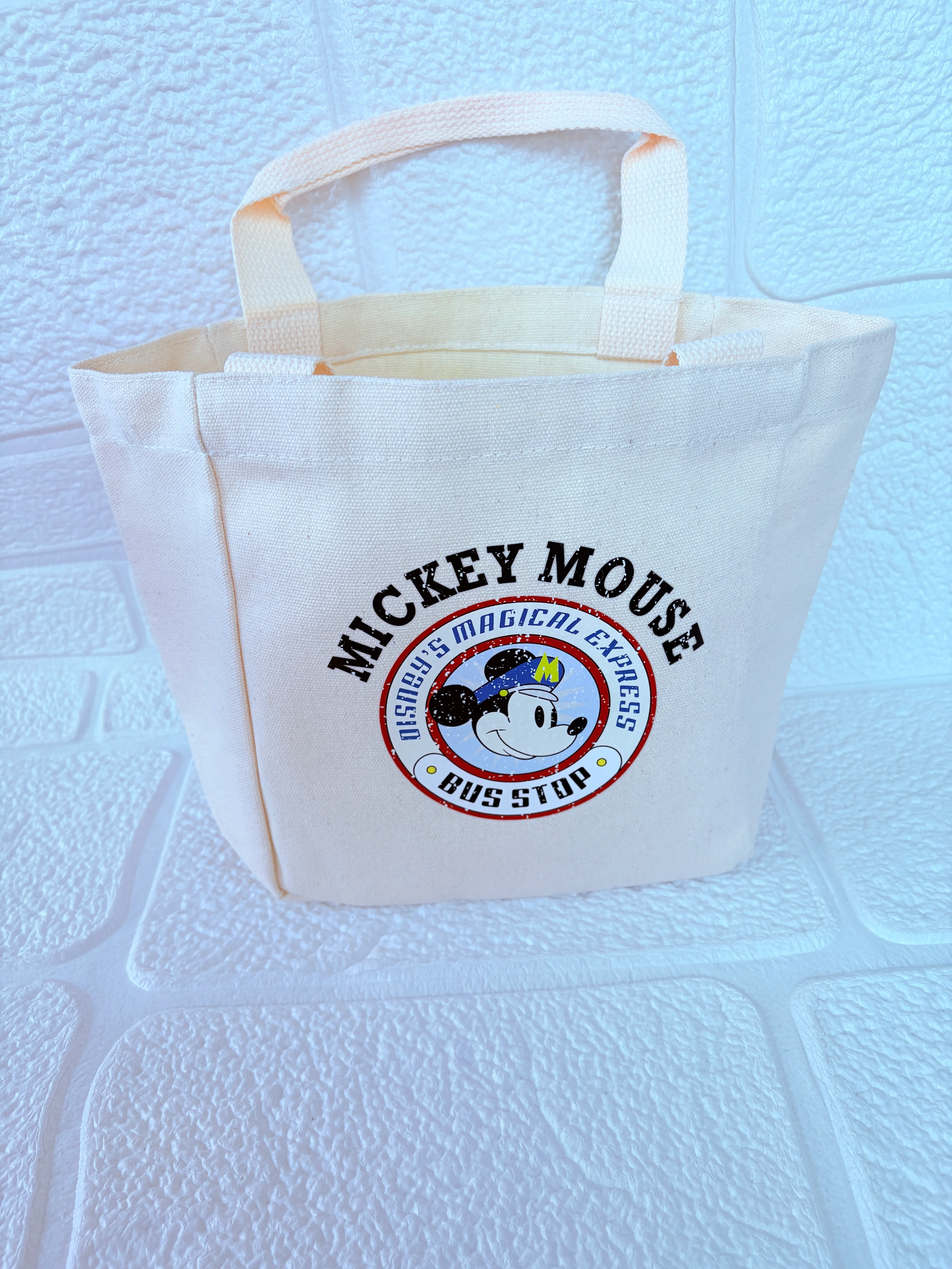 Mickey Mouse Krem Kanvas Bez Çanta – Disney Desenli Kumaş Çanta