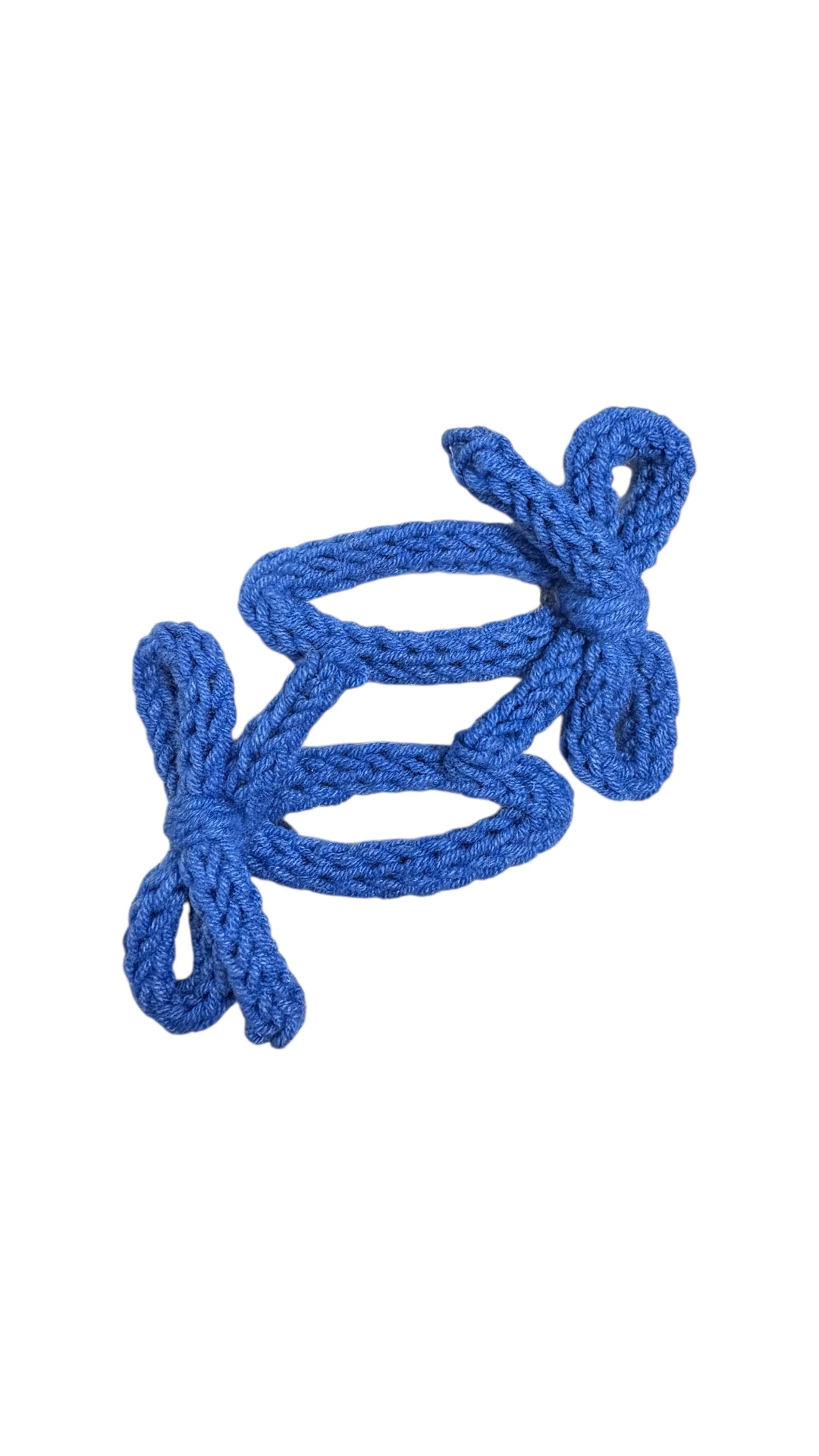 2'li Elektrik Mavi Tığ İşi Örgü Fiyonk Toka Seti - Çıtçıt Saç Klipsi