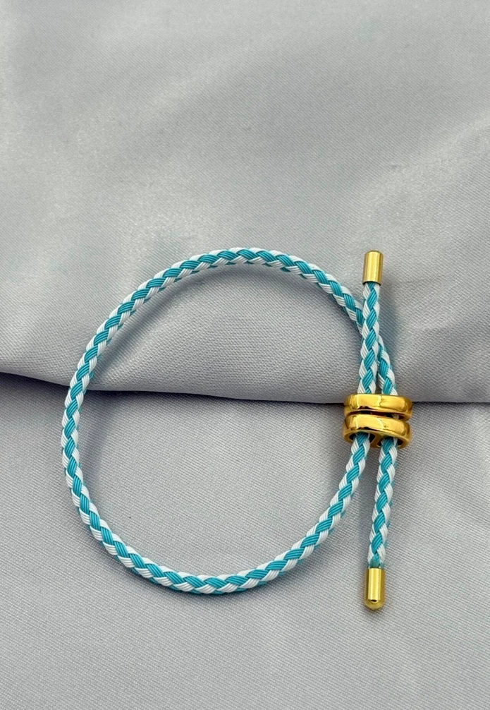 Asansörlü İp Bileklik-Mavi-Beyaz