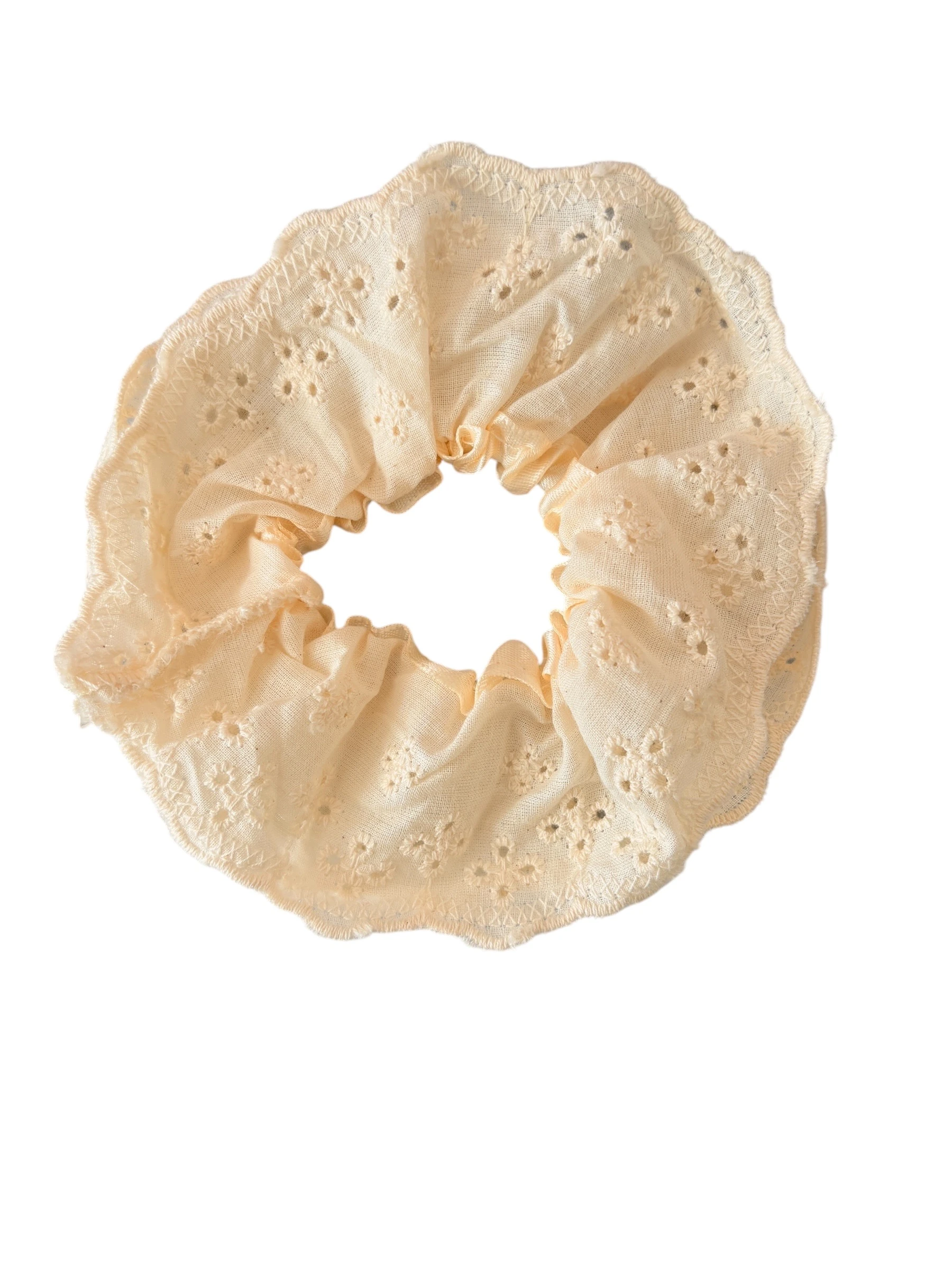 Büyük Boy Fisto Fırfırlı Saç Tokası-Krem