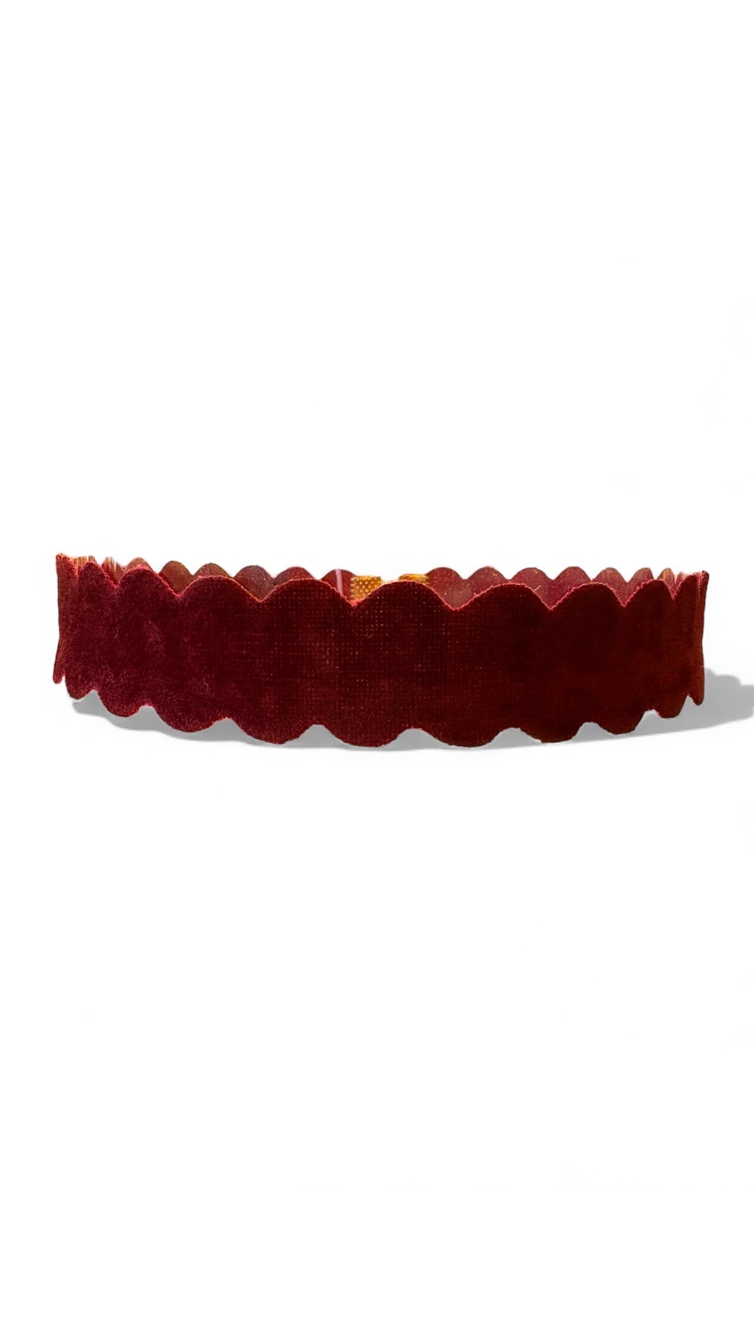 Bordo Dalga Desenli Kadife Choker Kolye