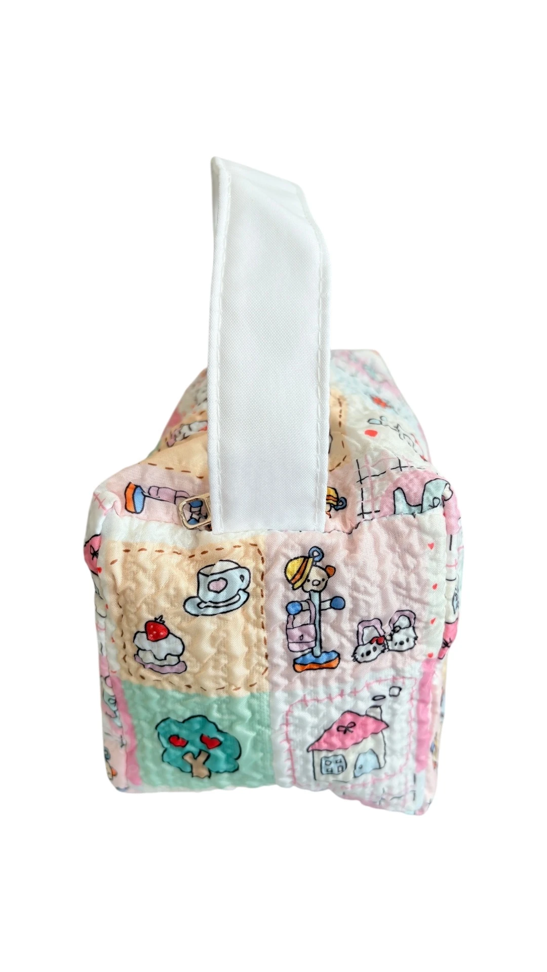 Pastel Patchwork Desenli Mini Çanta –  Makyaj ve Aksesuar Çantası