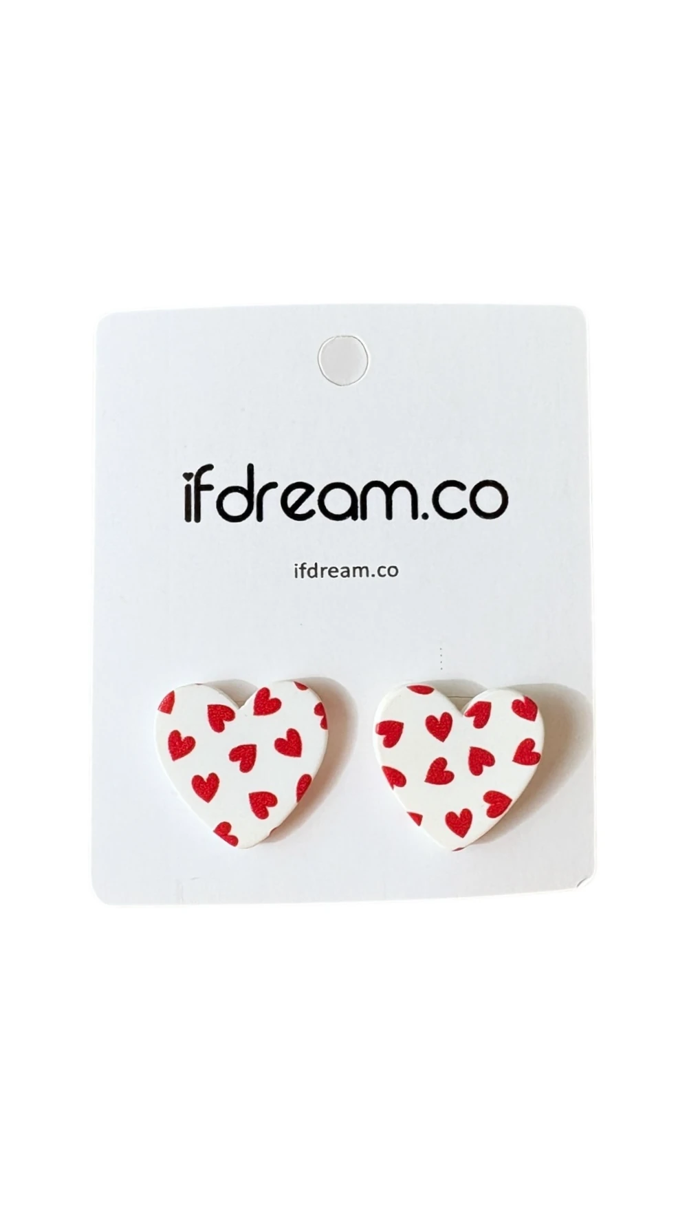 Kalp Kırmızı-Beyaz Küpe-1.9 cm*1.9cm