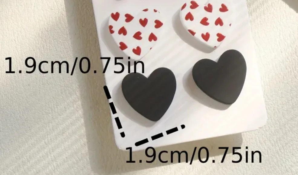 Kalp Kırmızı-Beyaz Küpe-1.9 cm*1.9cm