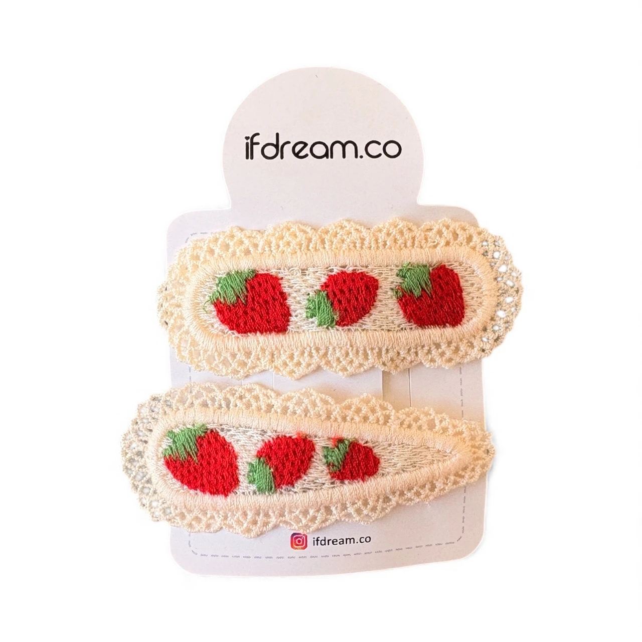 Çilek Desenli Ekru Toka Seti