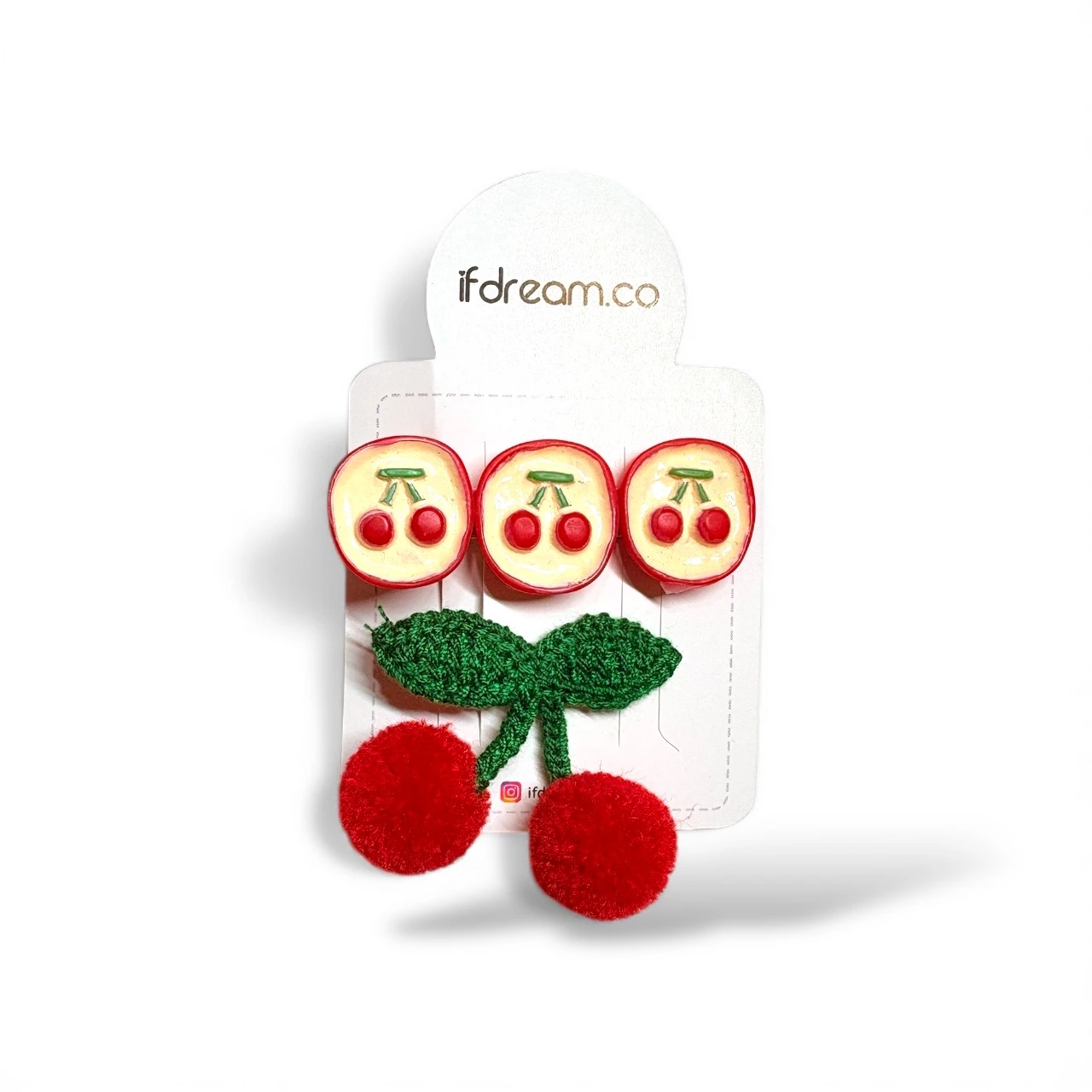 Kiraz Temalı 2 li Yan toka-el yapımı