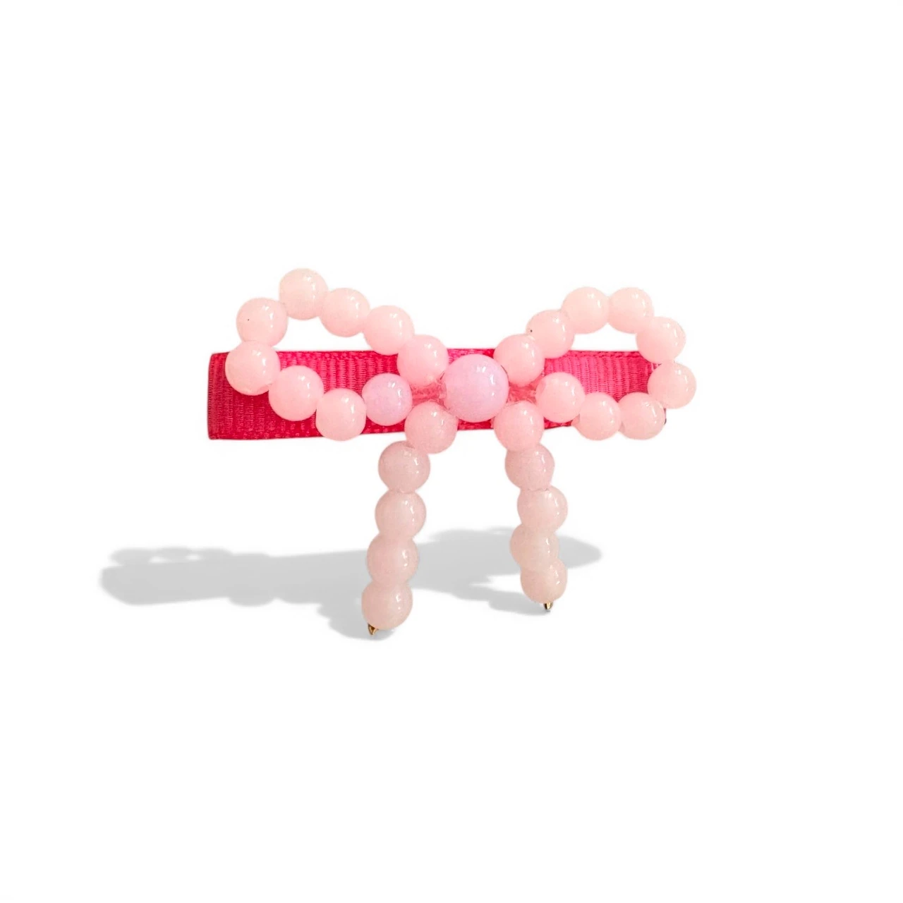 Boncuklu Pembe Fiyonk Saç Tokası