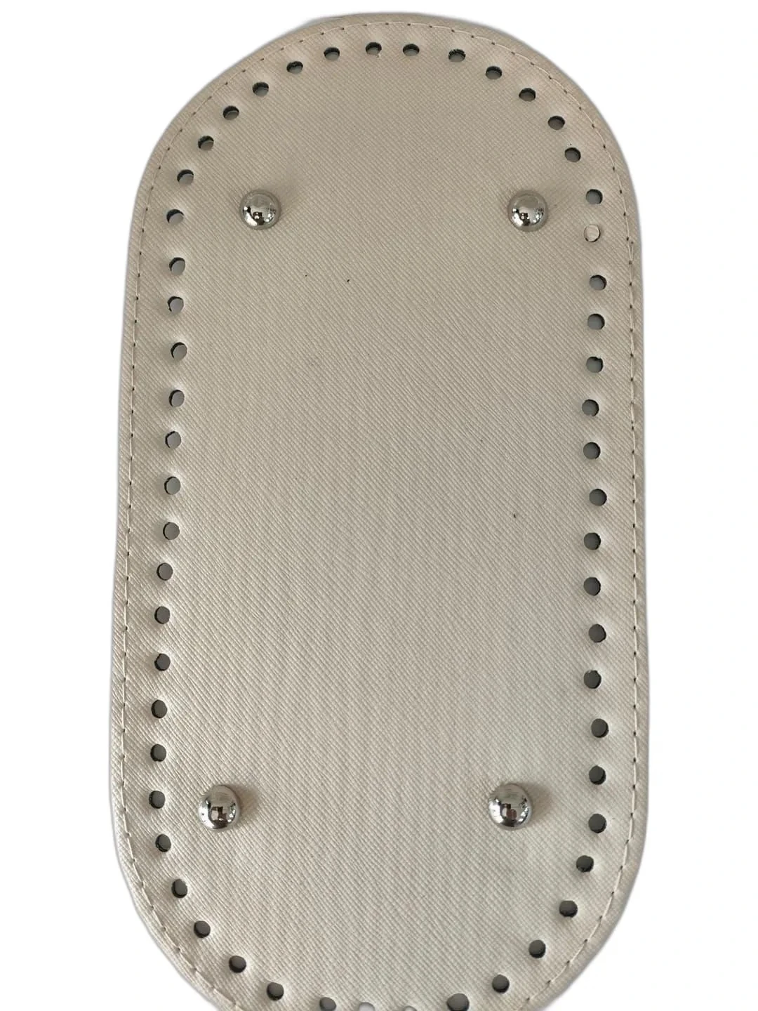 Deri Çanta Tabanı 12x25 Rivetli Oval (Krem)