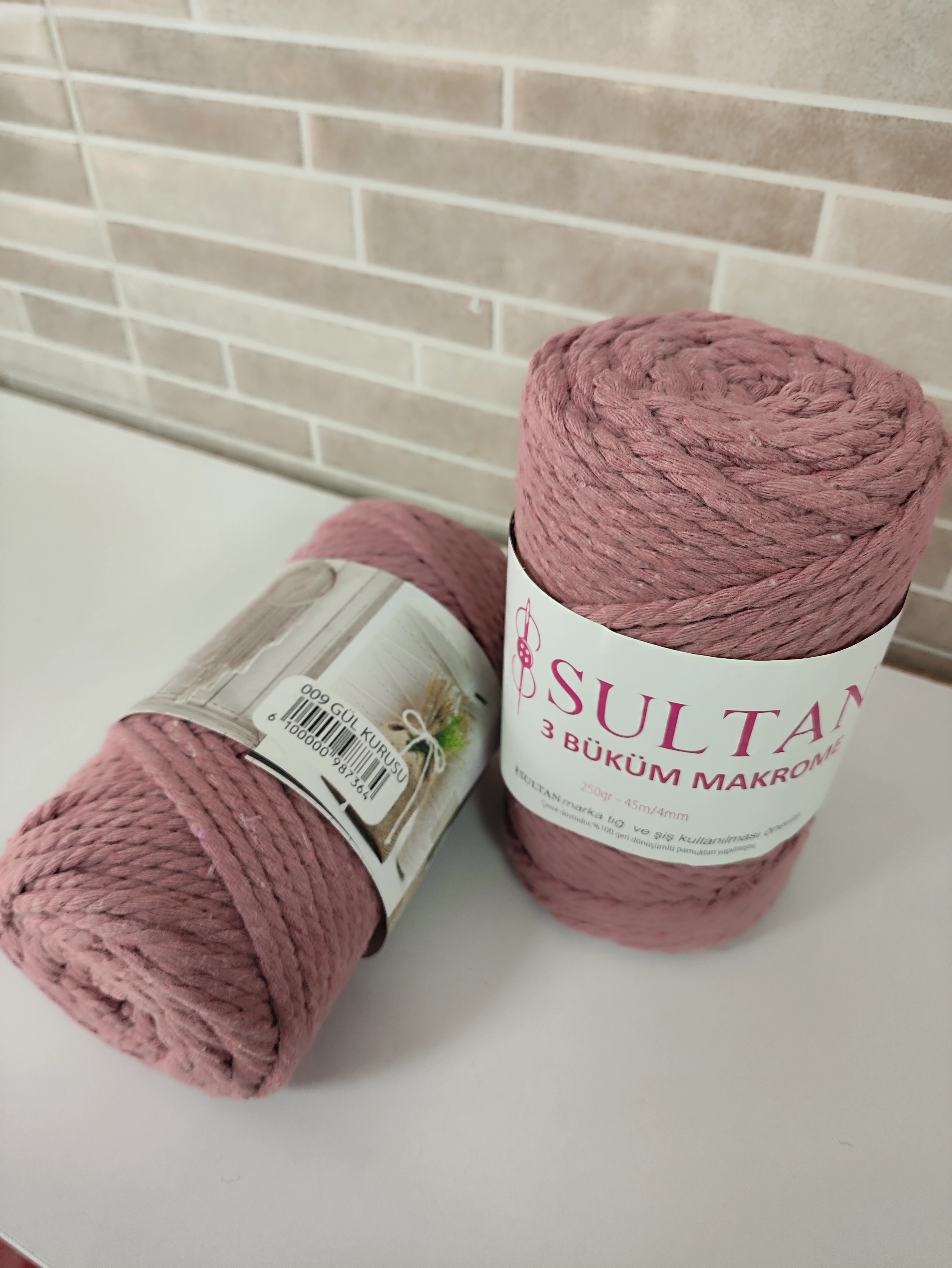 Sultan 3 Büküm Makrome -009 Gül Kurusu (2'li Paket)