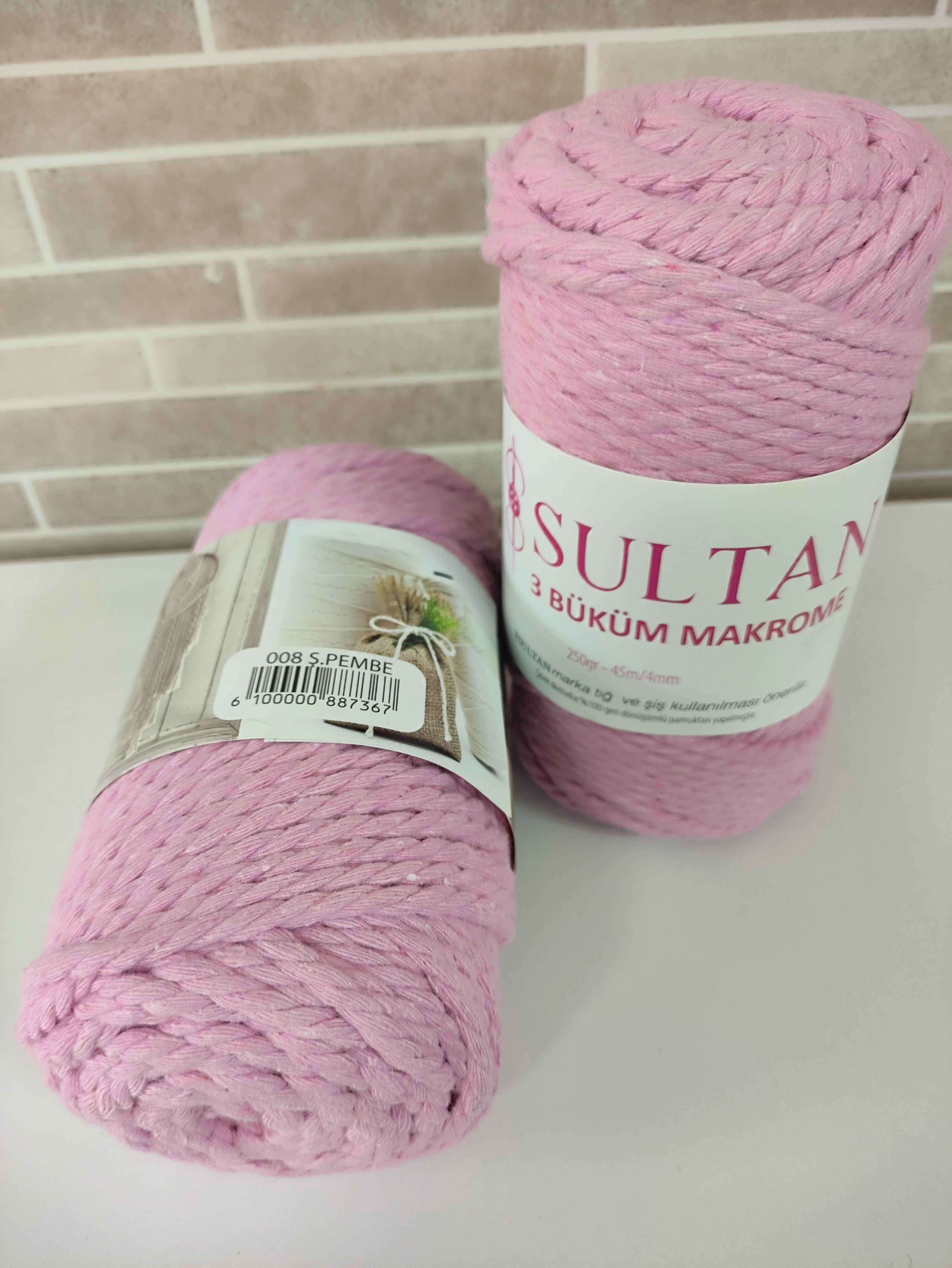 Sultan 3 Büküm Makrome -008 Ş.Pembe (2'li Paket)