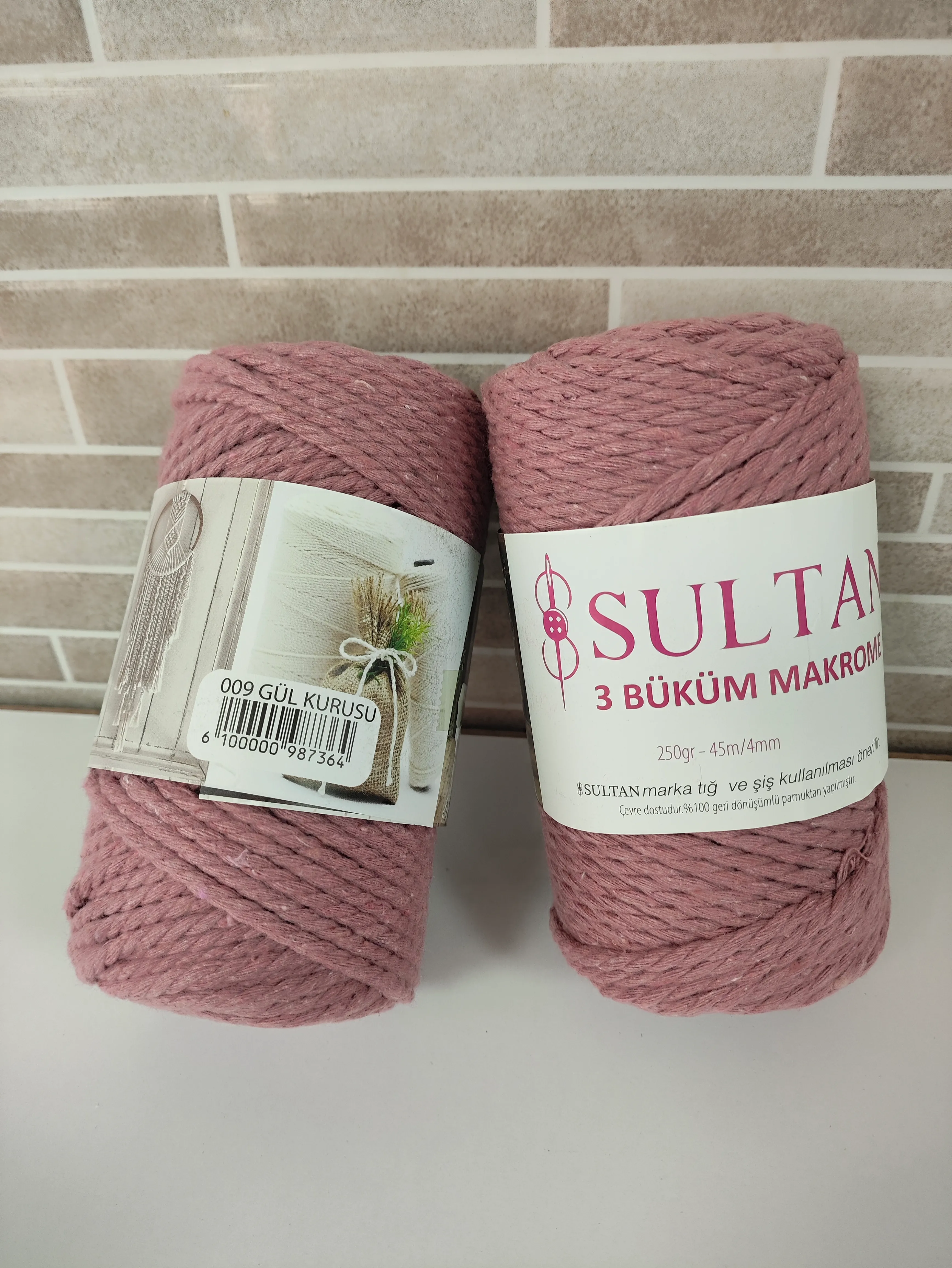 Sultan 3 Büküm Makrome -009 Gül Kurusu (2'li Paket)