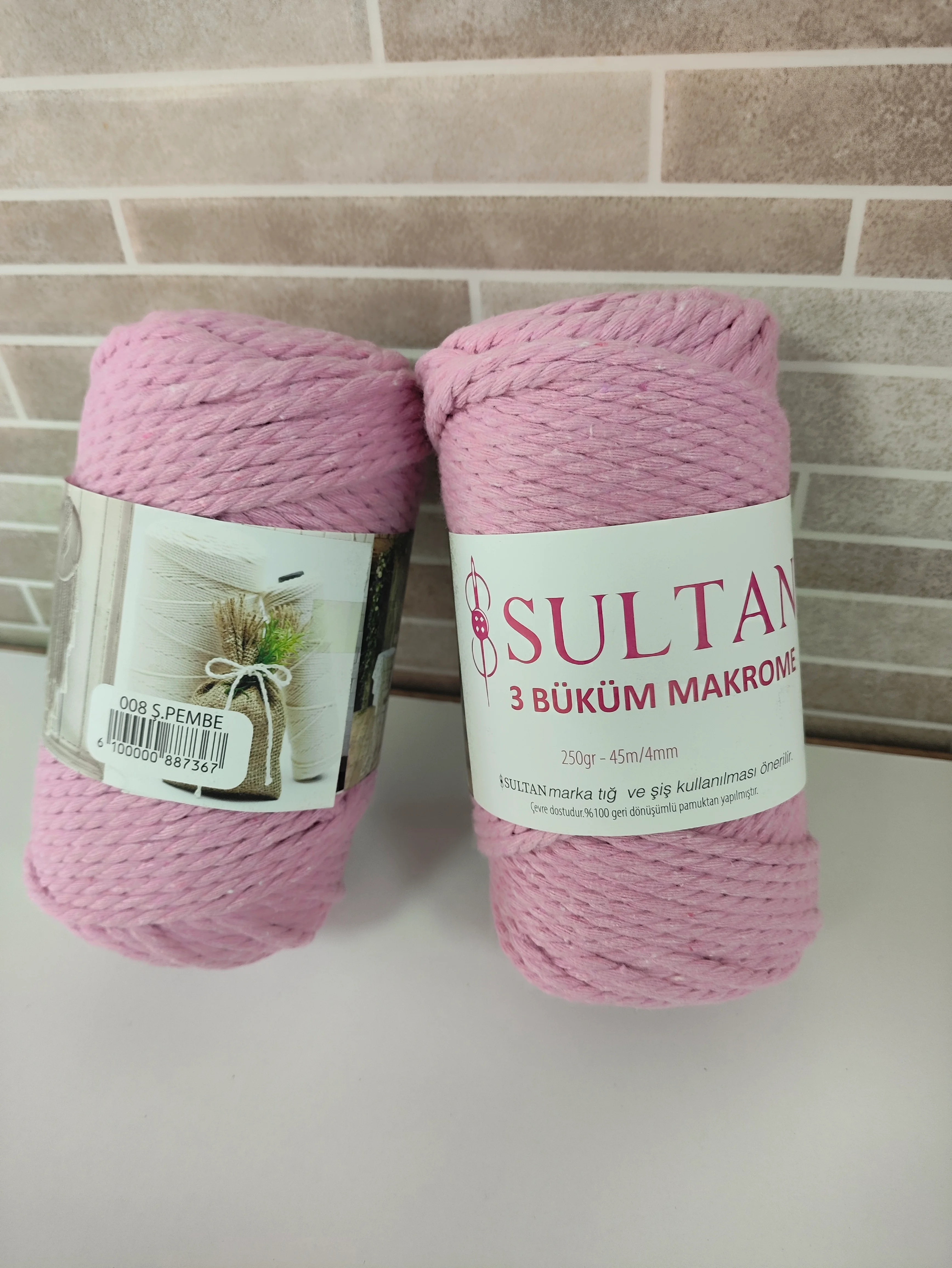 Sultan 3 Büküm Makrome -008 Ş.Pembe (2'li Paket)