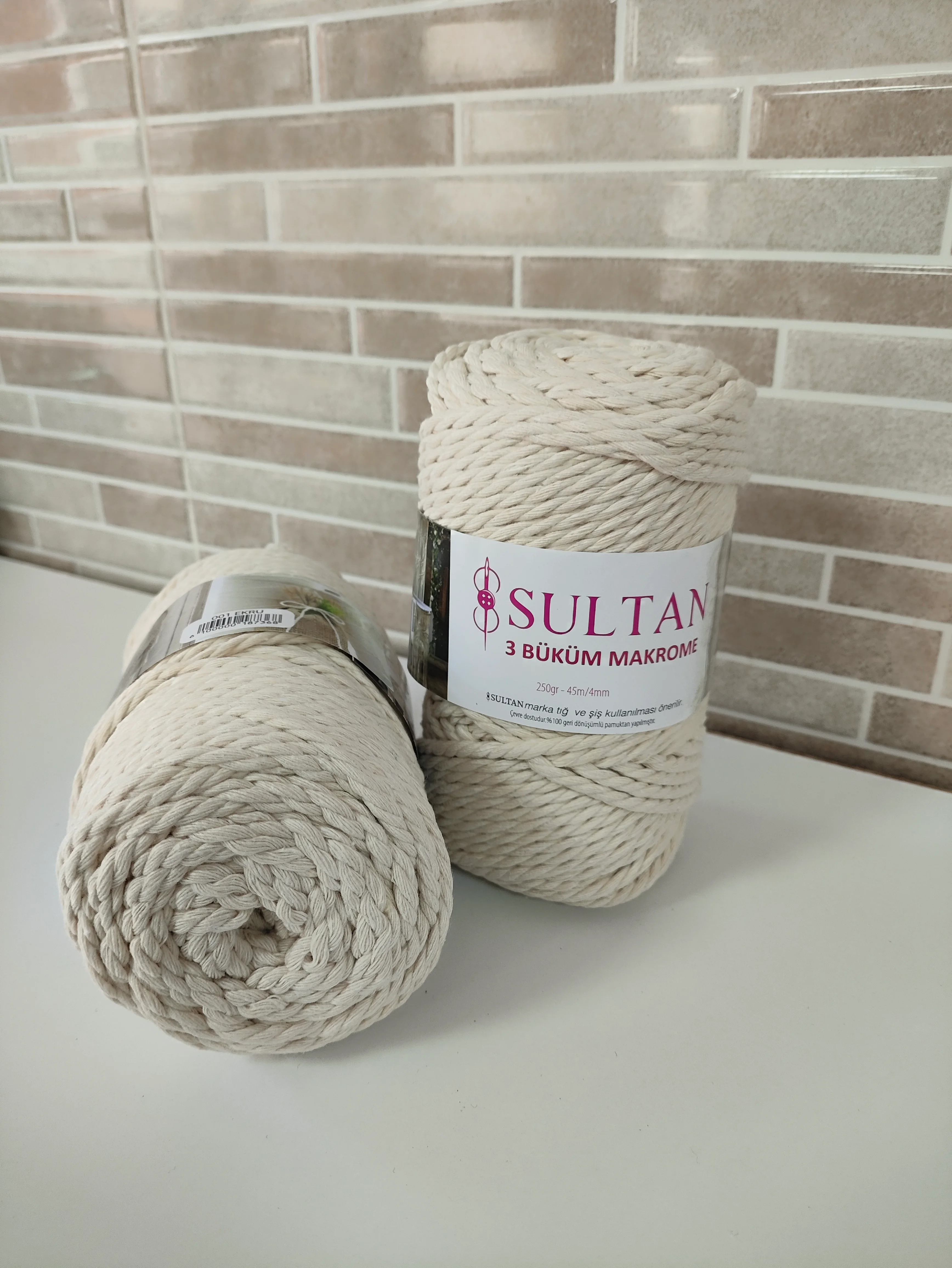 Sultan 3 Büküm Makrome-001 Ekru (2'li paket)