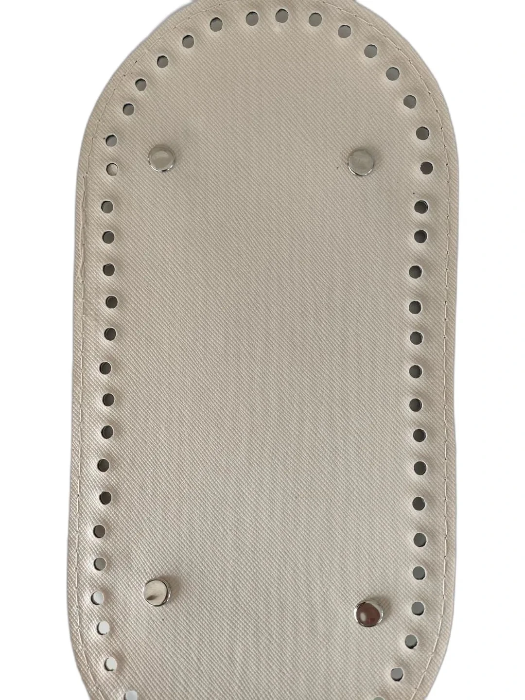 Deri Çanta Tabanı 12x25 Rivetli Oval (Krem)