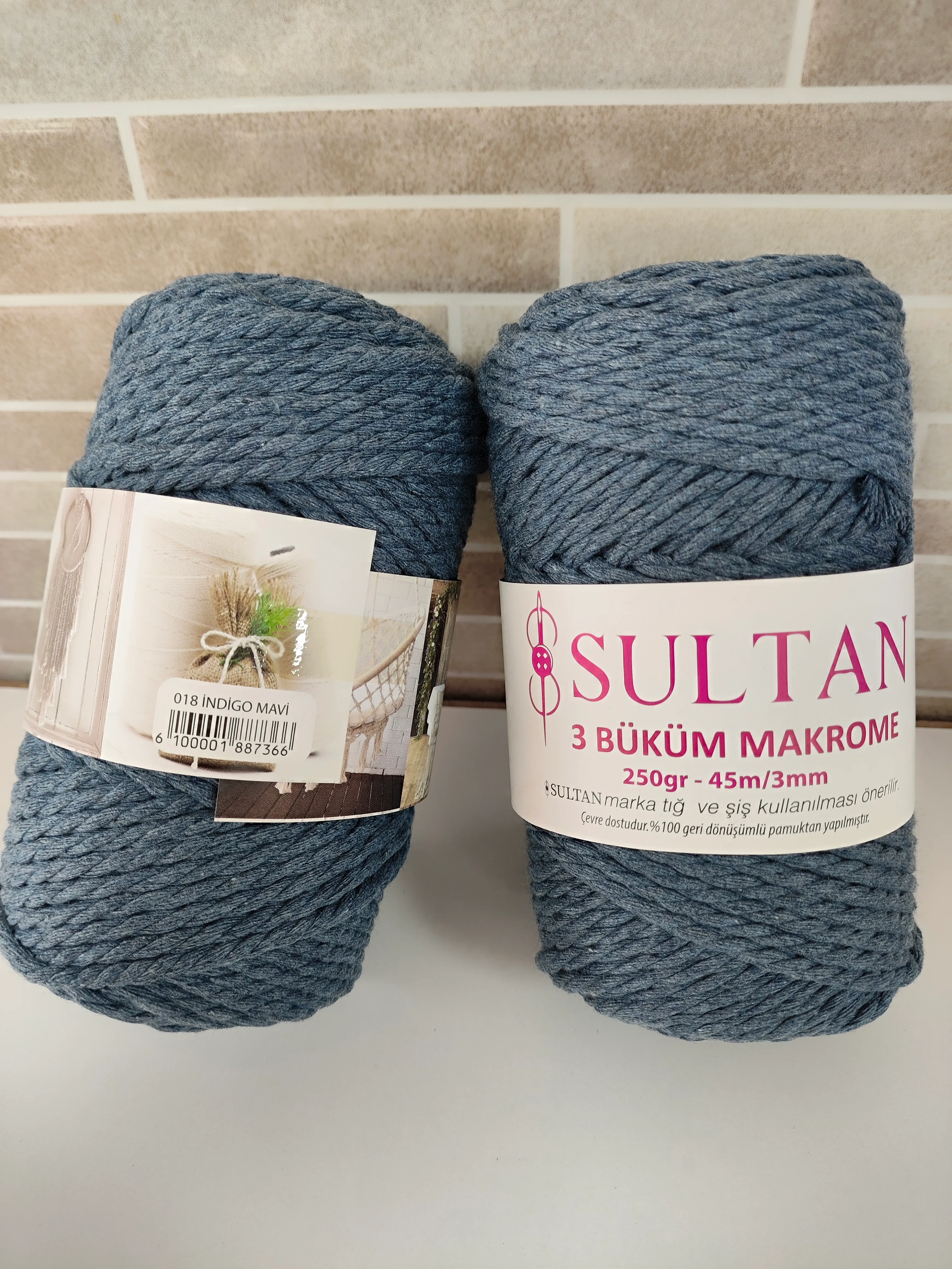 Sultan 3 Büküm Makrome-018 İndigo Mavi (2'li paket)