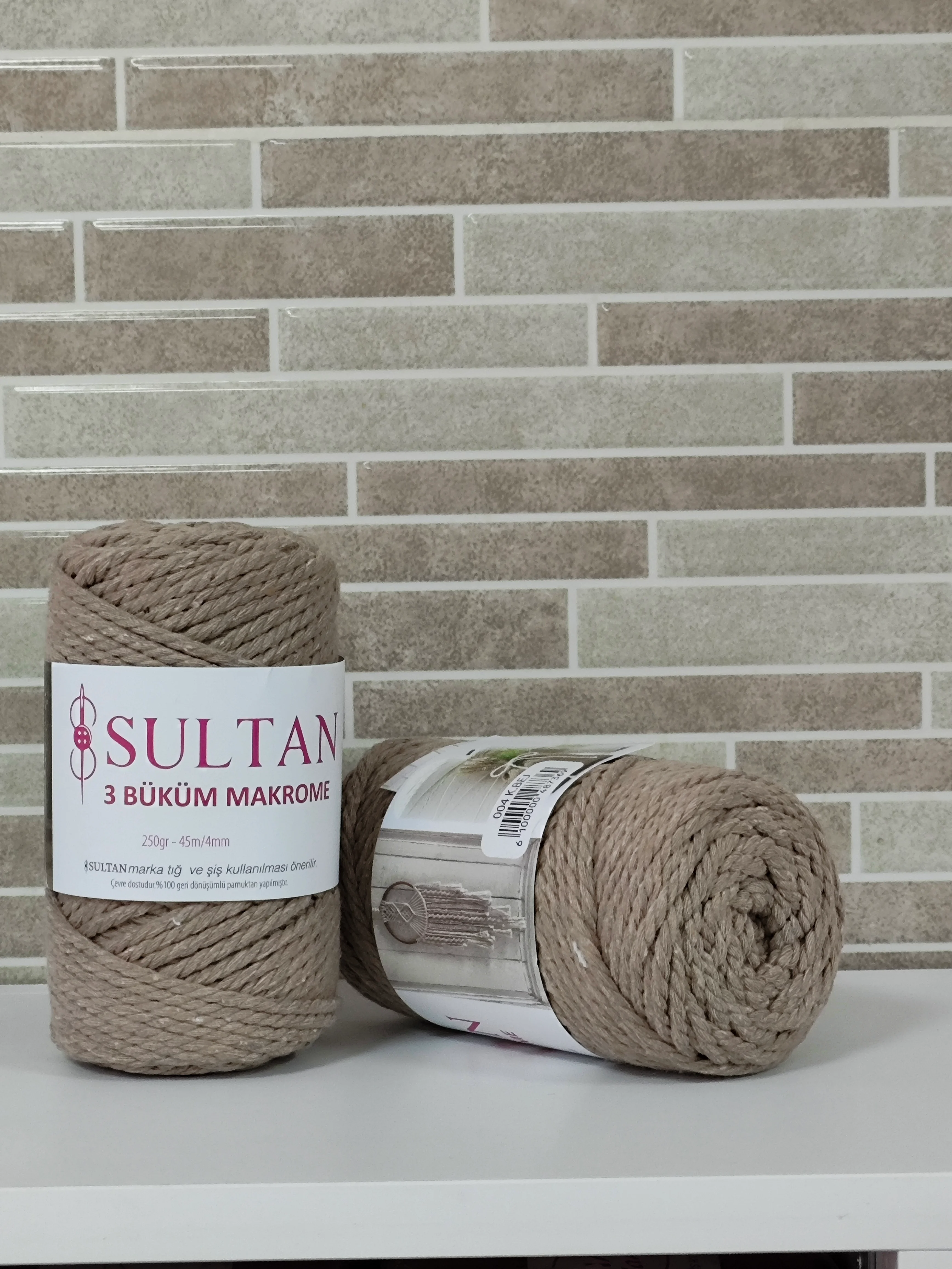 Sultan 3 Büküm Makrome-004 K.Bej (2'li Paket)