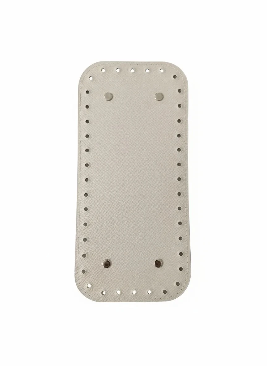 Deri Çanta Tabanı 12x25 Rivetli Dikdörtgen (Krem)