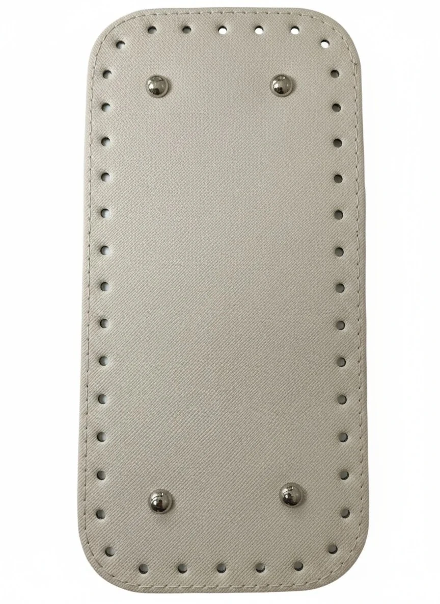 Deri Çanta Tabanı 12x25 Rivetli Dikdörtgen (Krem)