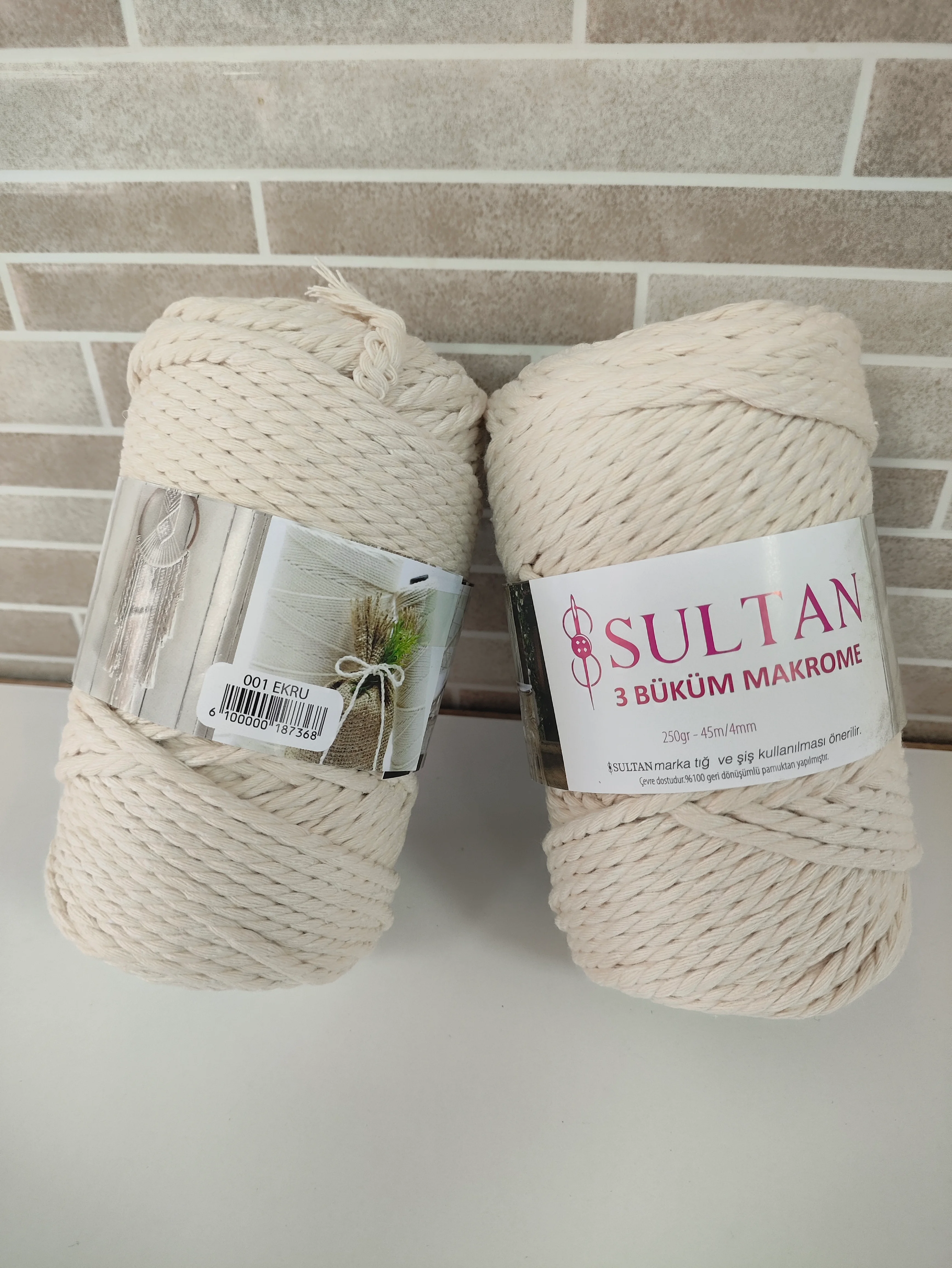 Sultan 3 Büküm Makrome-001 Ekru (2'li paket)