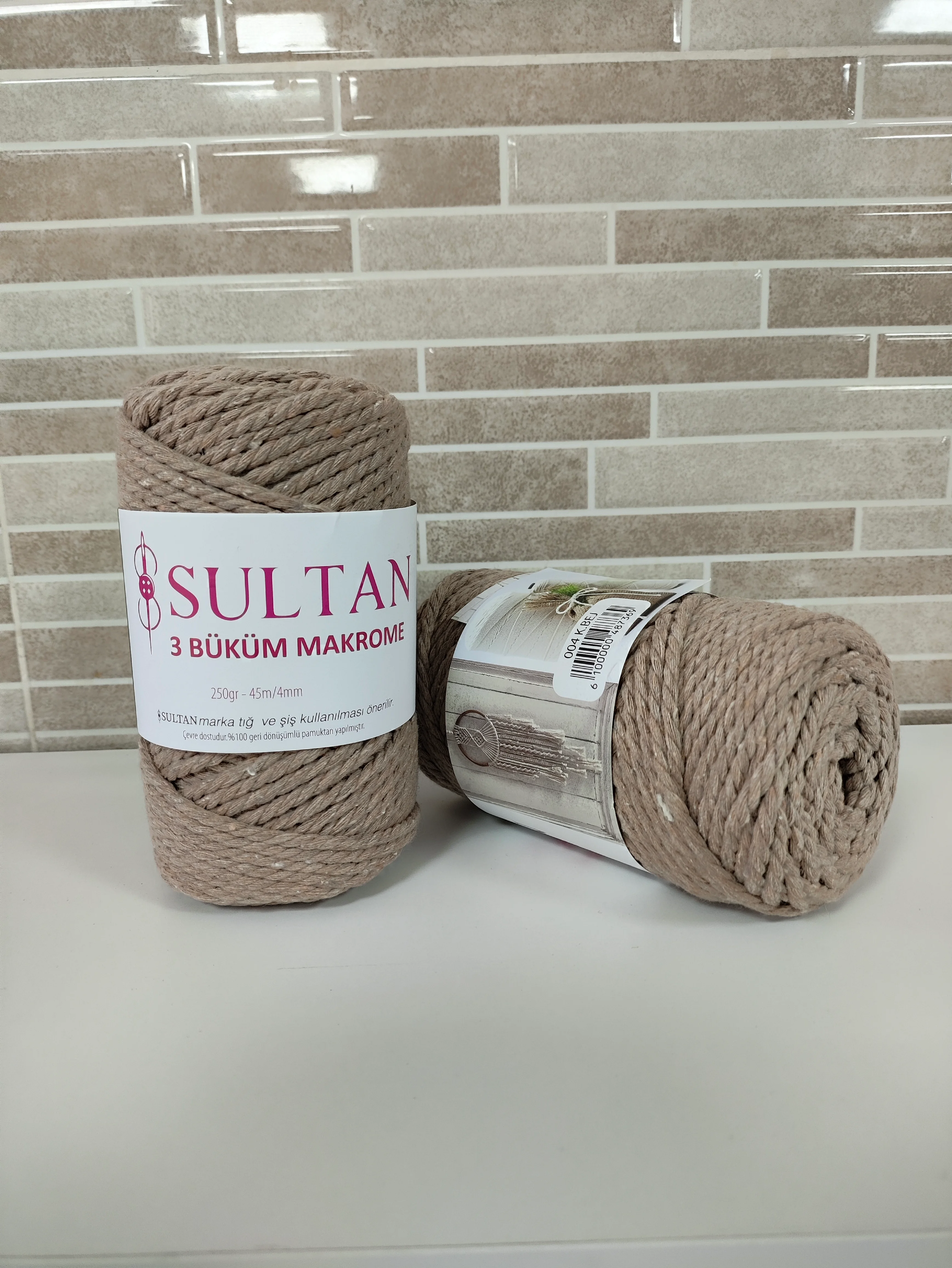 Sultan 3 Büküm Makrome-004 K.Bej (2'li Paket)