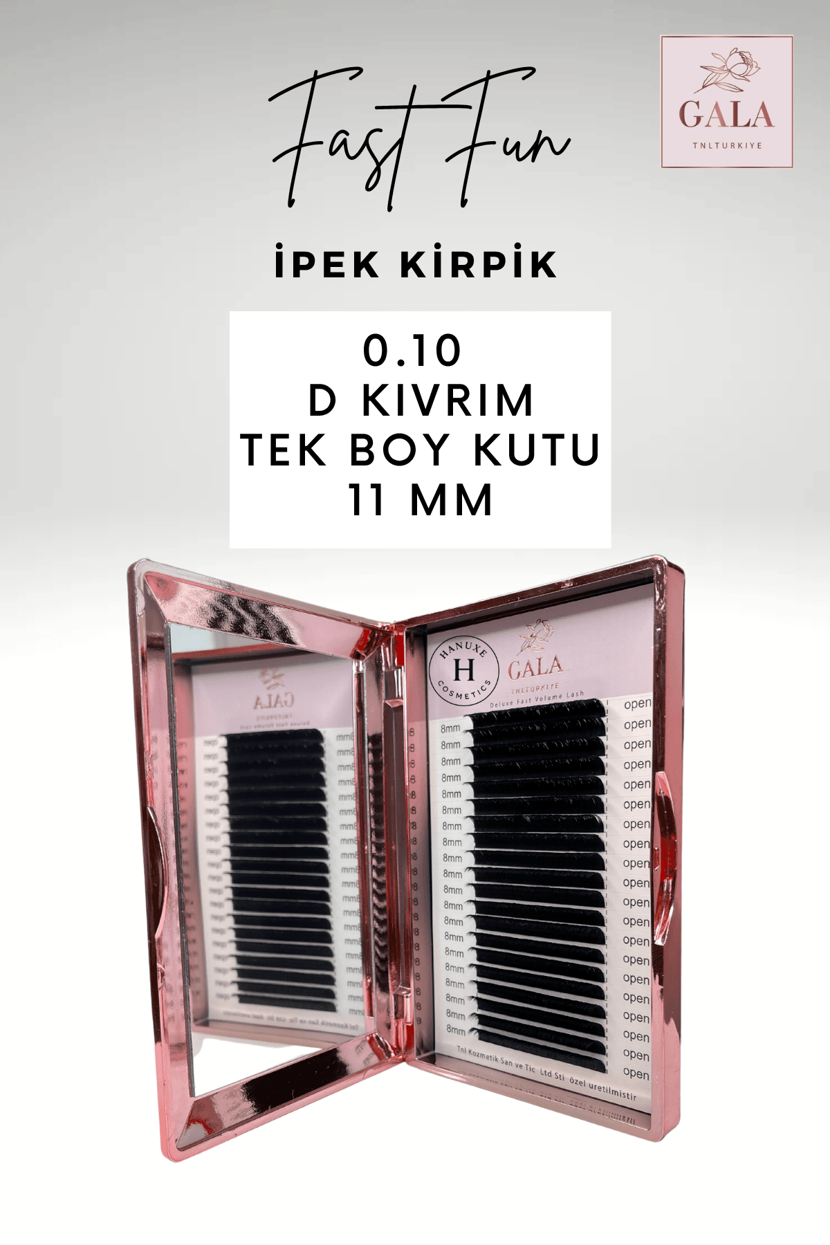 0.10 KALINLIK /  D KIVRIM / FAST FUN İPEK KİRPİK - 0.10 KALINLIK / D KIVRIM / 11 MM