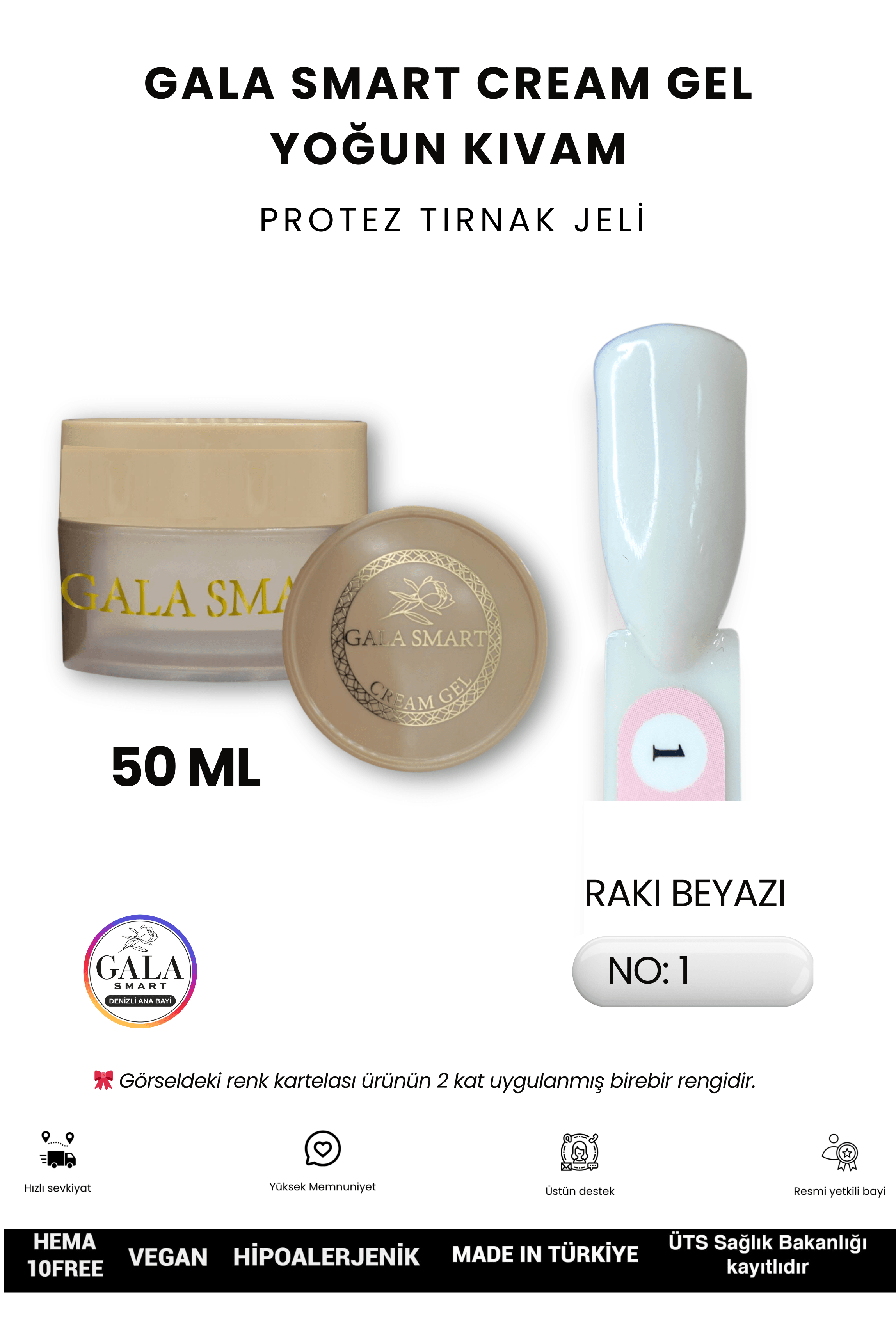 YOĞUN KIVAMLI GALA PROTEZ TIRNAK JELİ  - 01 RAKI BEYAZI - 50 ML