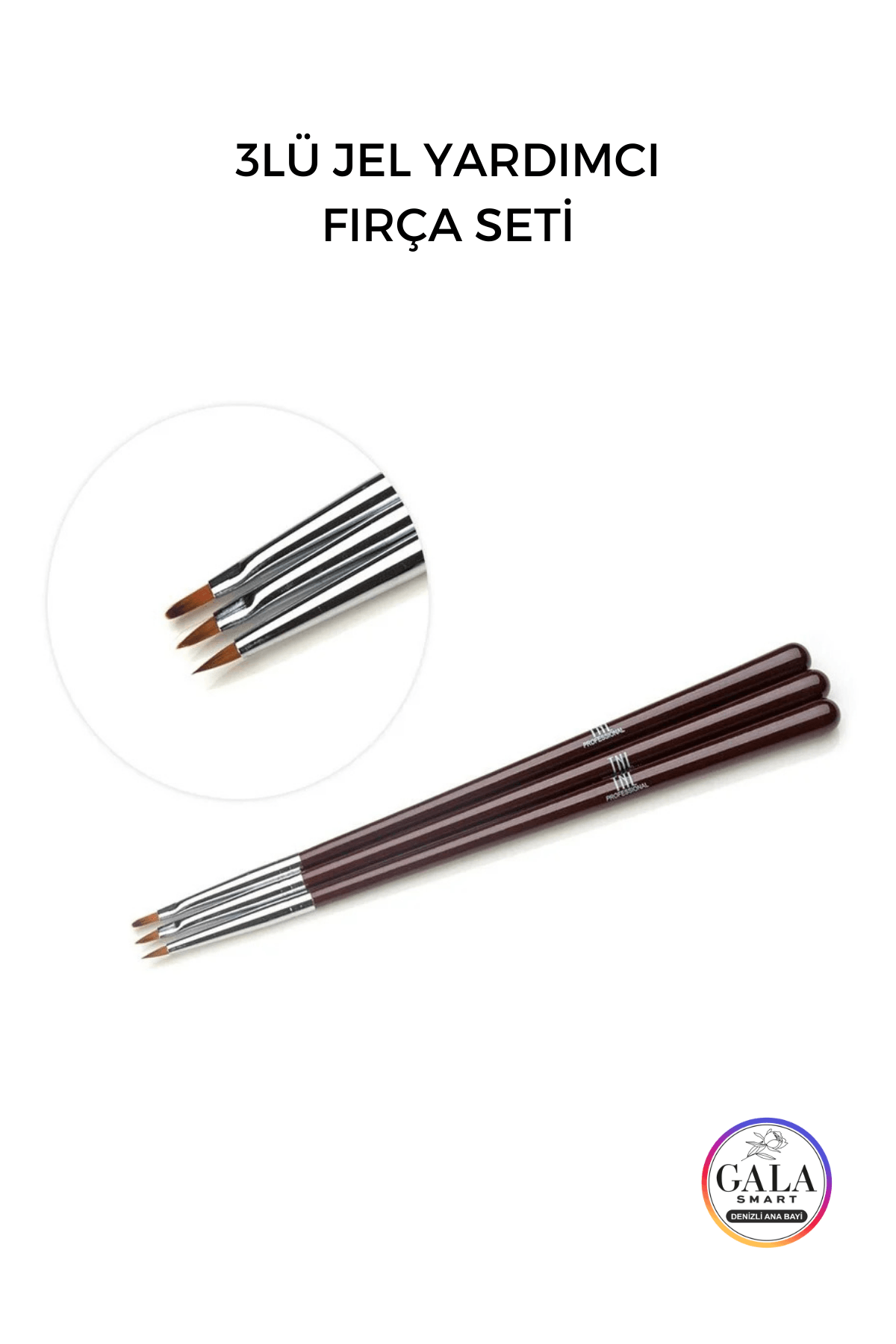 Protez Tırnak Nail Art Fırça Setleri - 3LÜ YARDIMCI JEL FIRÇA SETİ