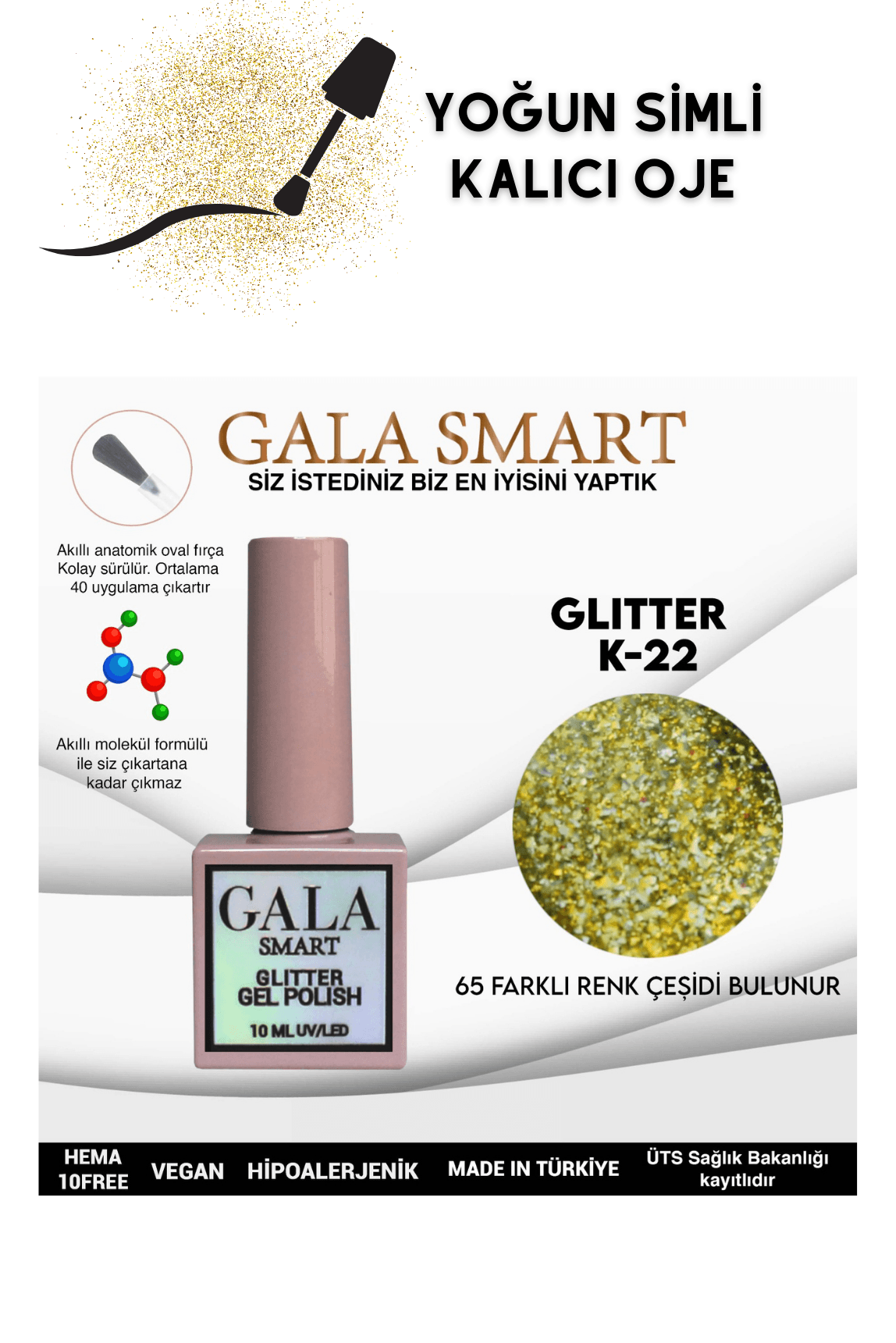 YOĞUN SİMLİ GLITTER KALICI OJE  - K-22