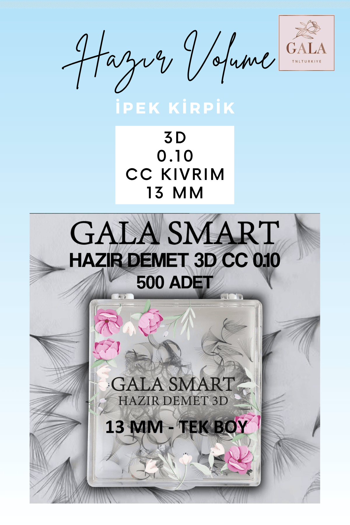 HAZIR DEMET "3D" MIX KUTU İPEK KİRPİK - 3D 0.10 CC 13 MM