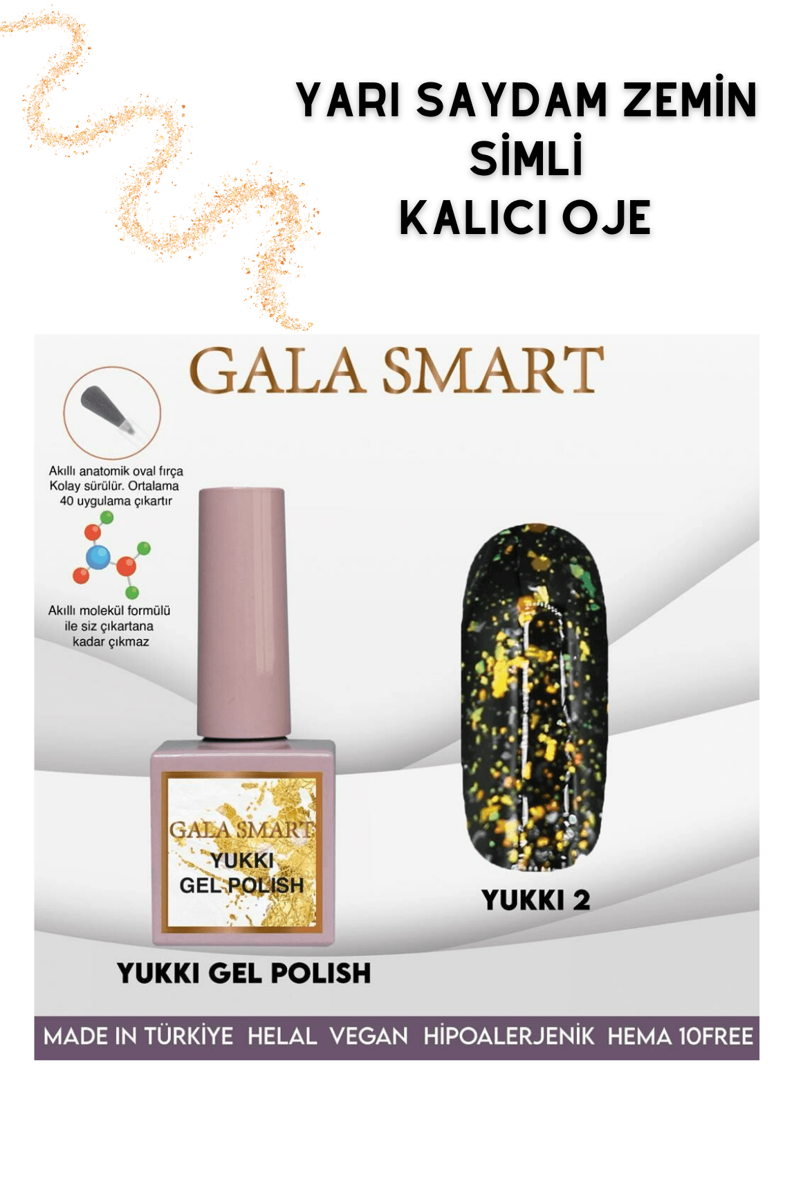 Yarı Şeffaf Zemin Simli Yukki Kalıcı Ojeler - YUKKI 2