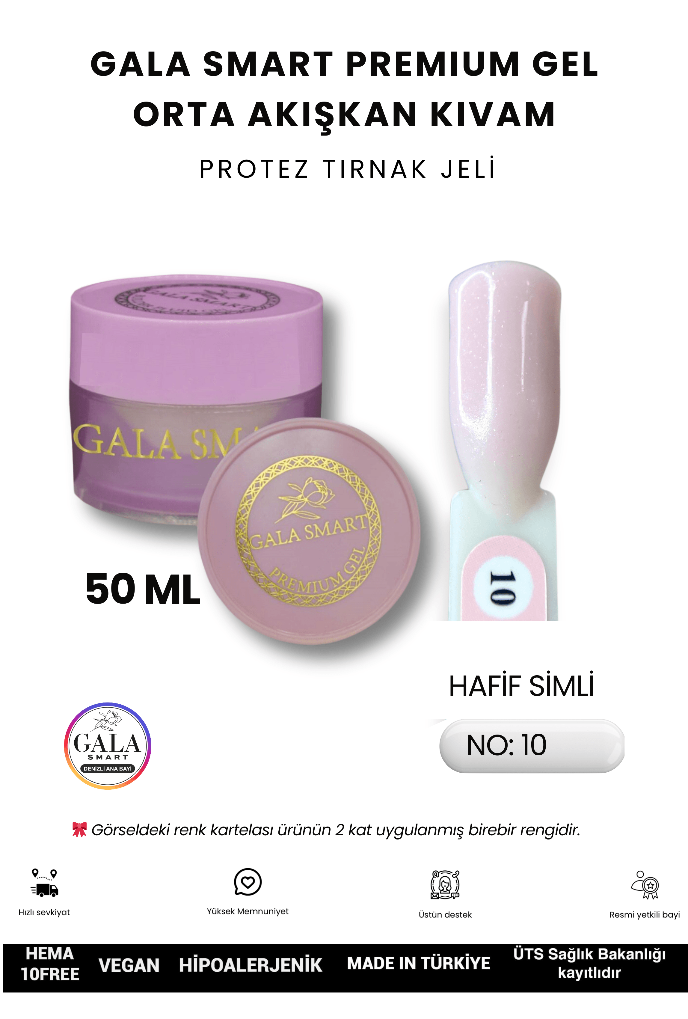 ORTA AKIŞKAN KIVAMLI GALA PROTEZ TIRNAK JELİ - 10 - 50 ML